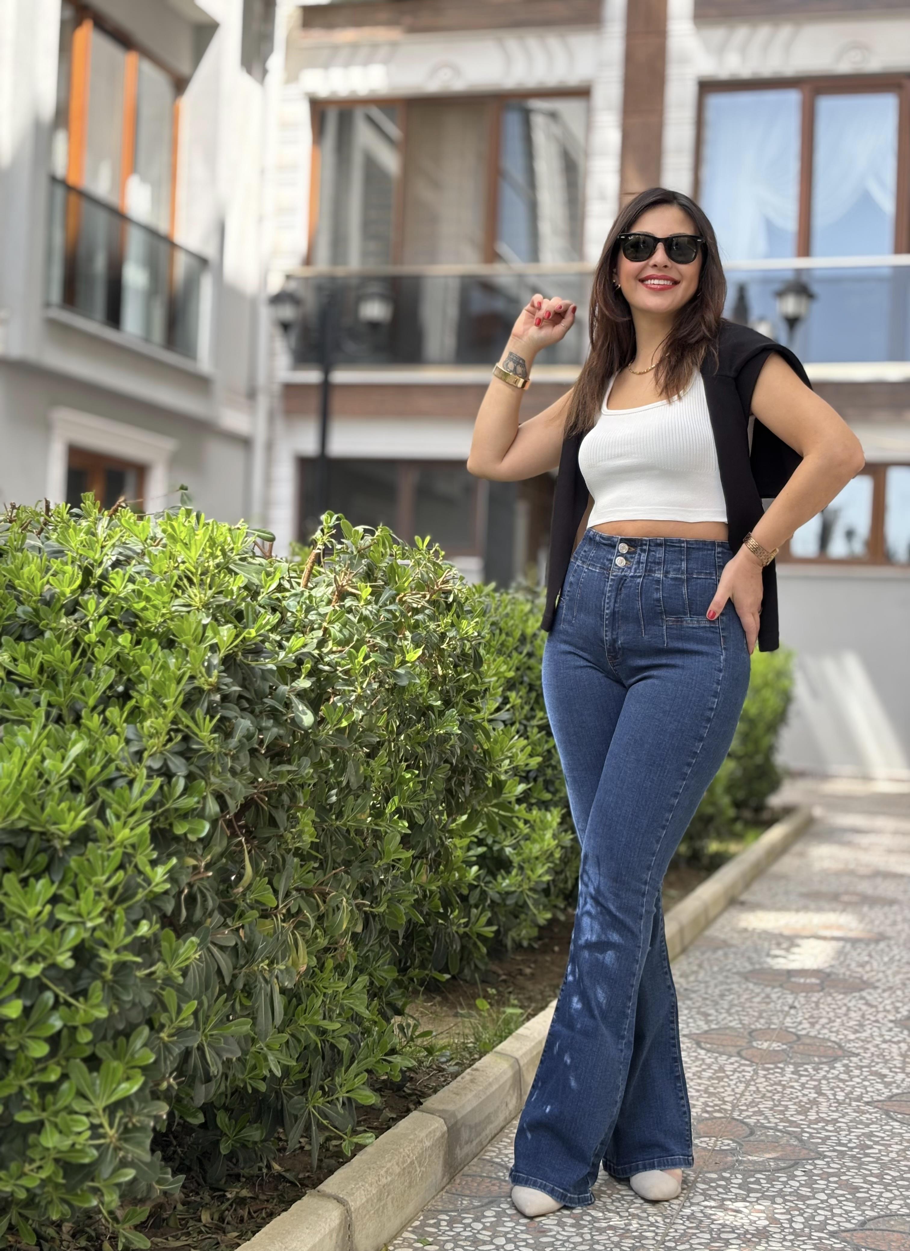 Yüksek Bel Full Likralı Jean