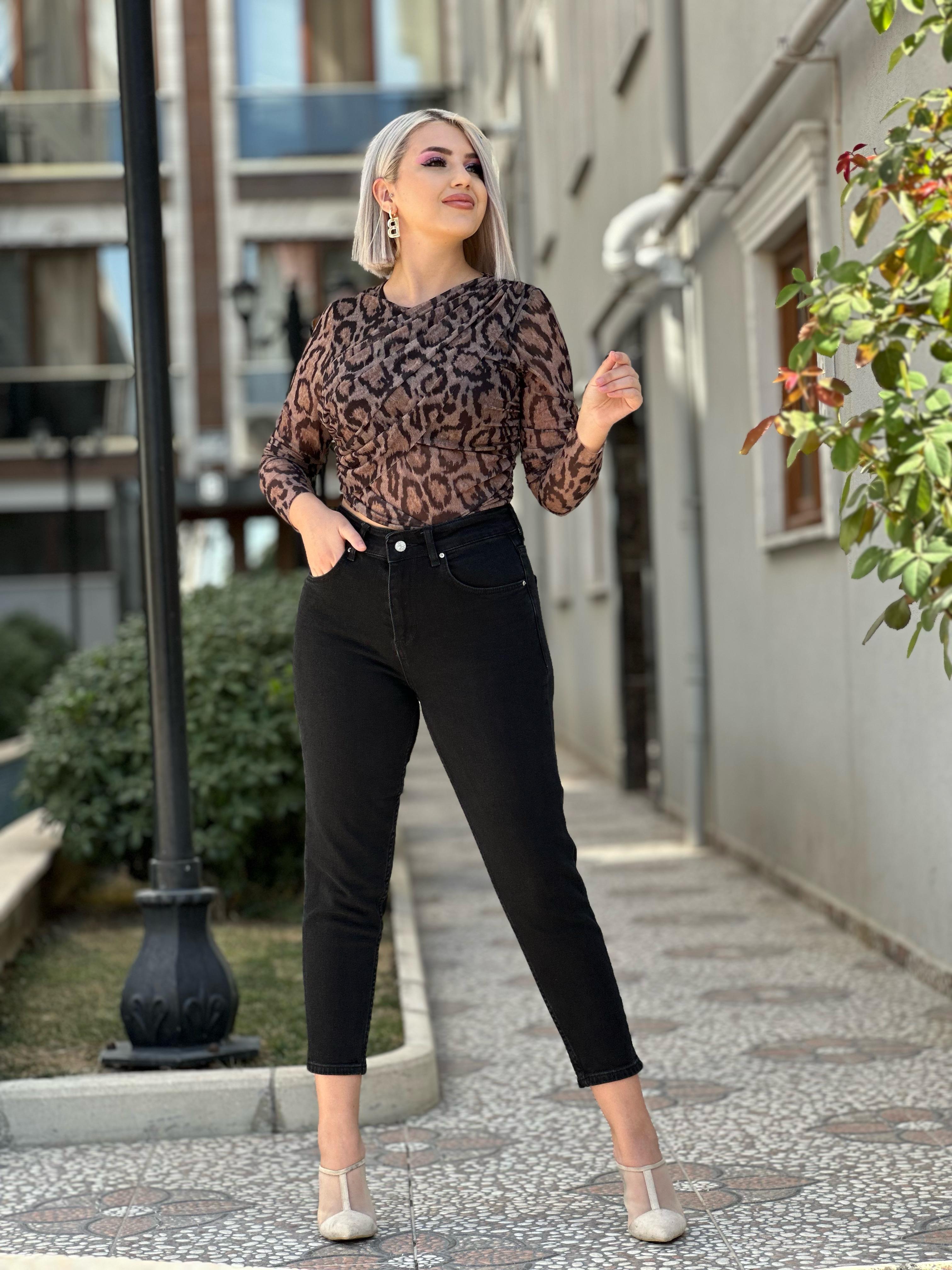 Yüksek Bel Füme Jean