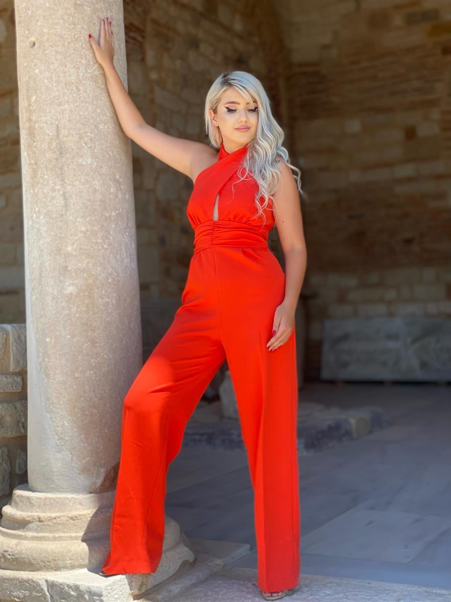 Zara Nar Çiçeği Yaka Çapraz Tulum