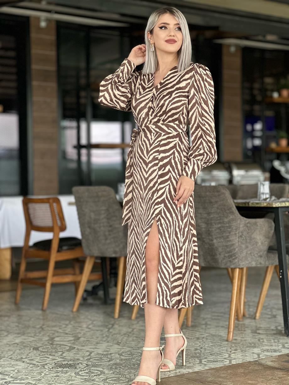 Zebra Saten Elbise 