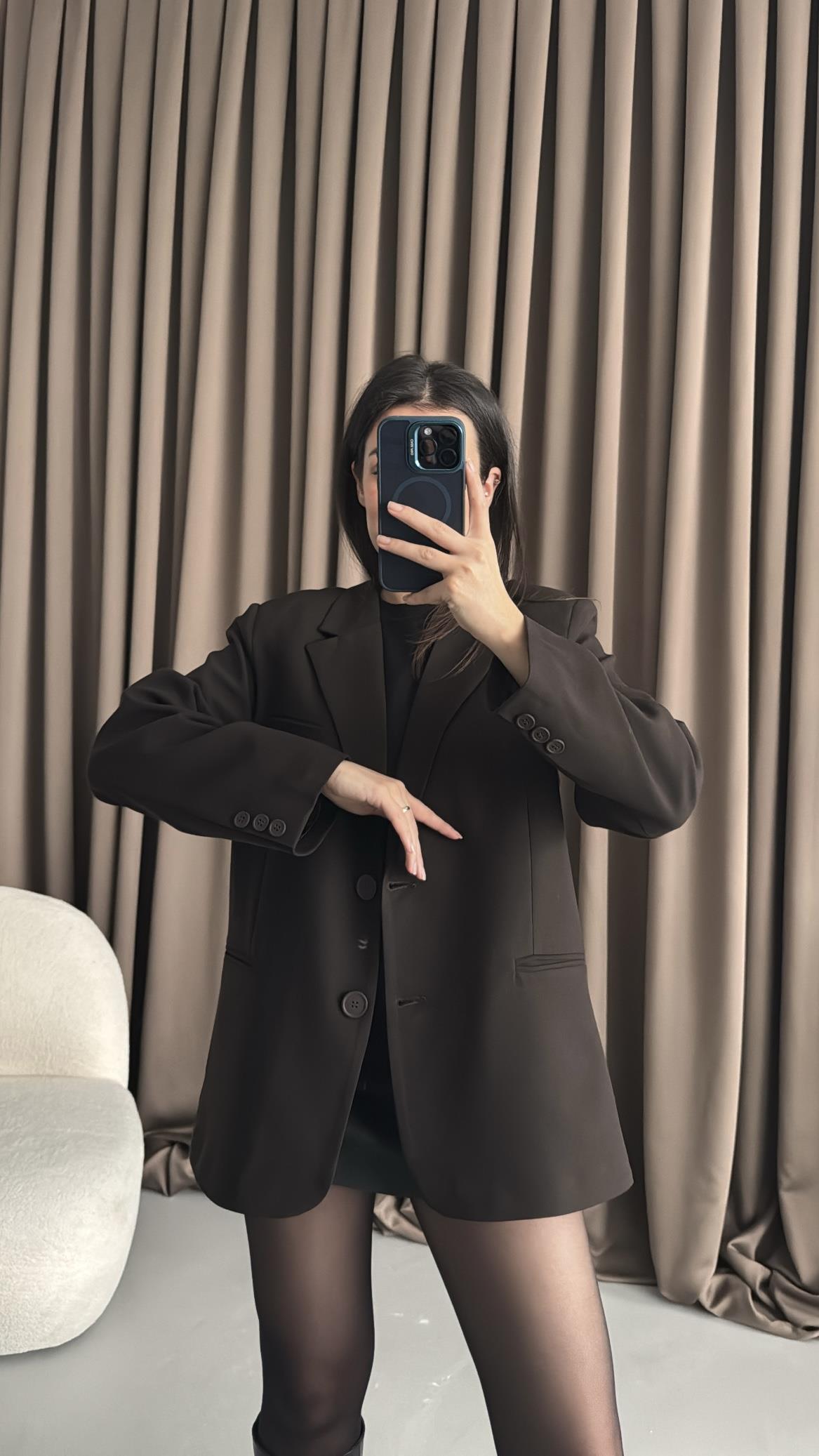 Acı Kahve Oversıze Blazer Ceket