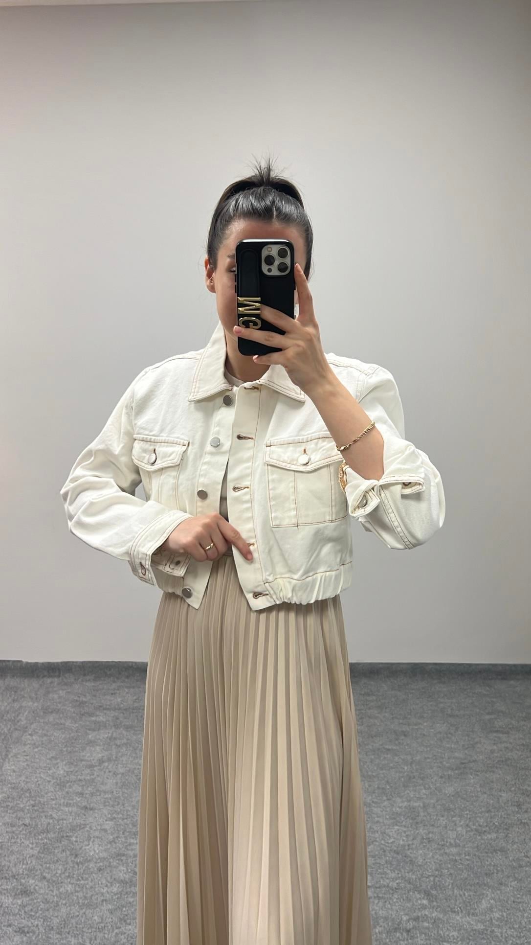 BAL EKRU DENİM CEKET