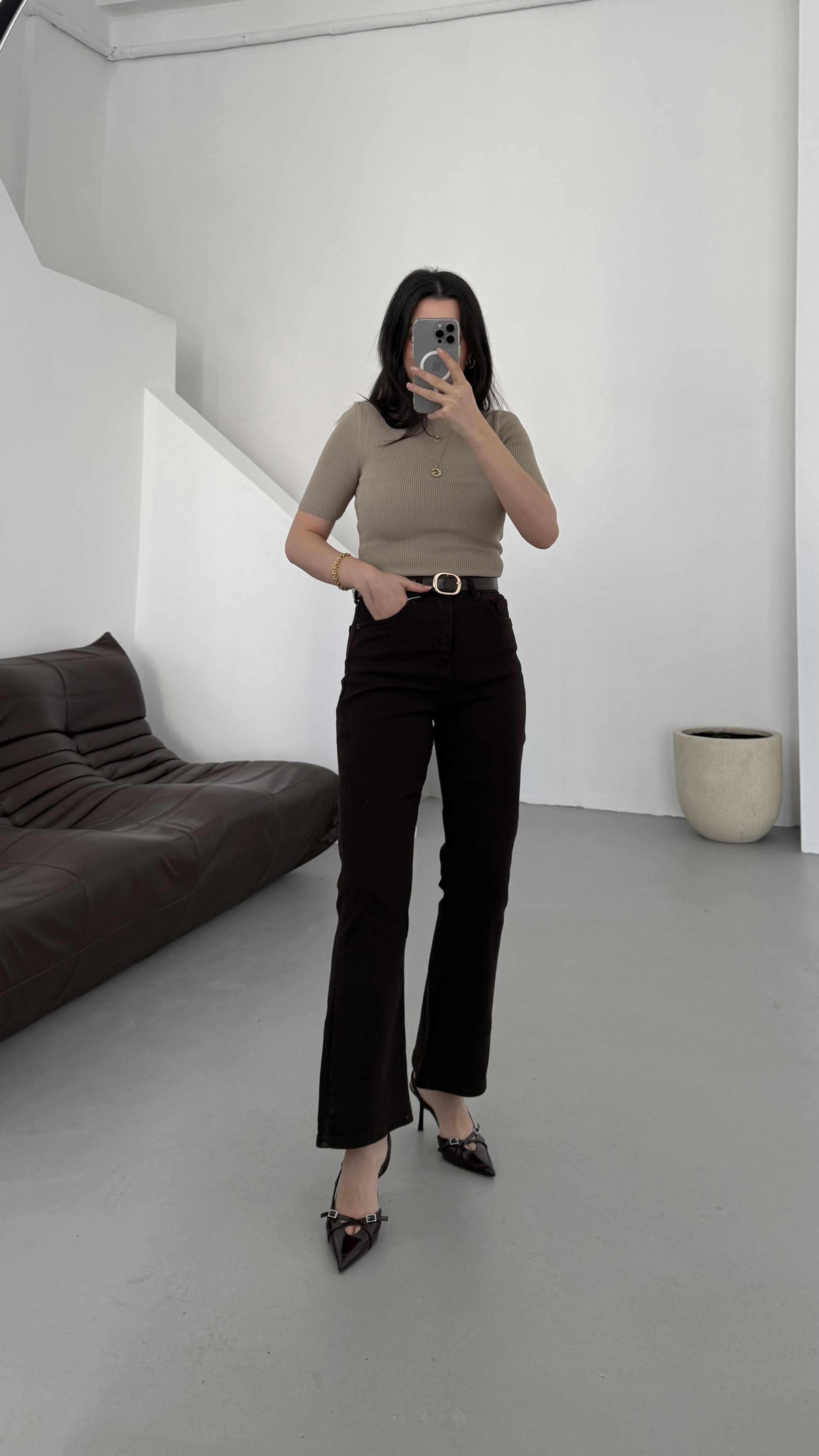 Cas Acı Kahve Flare Jean