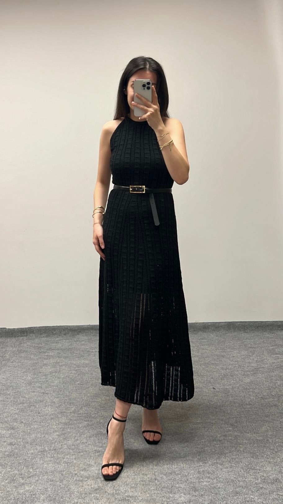 Diva Siyah Triko Elbise