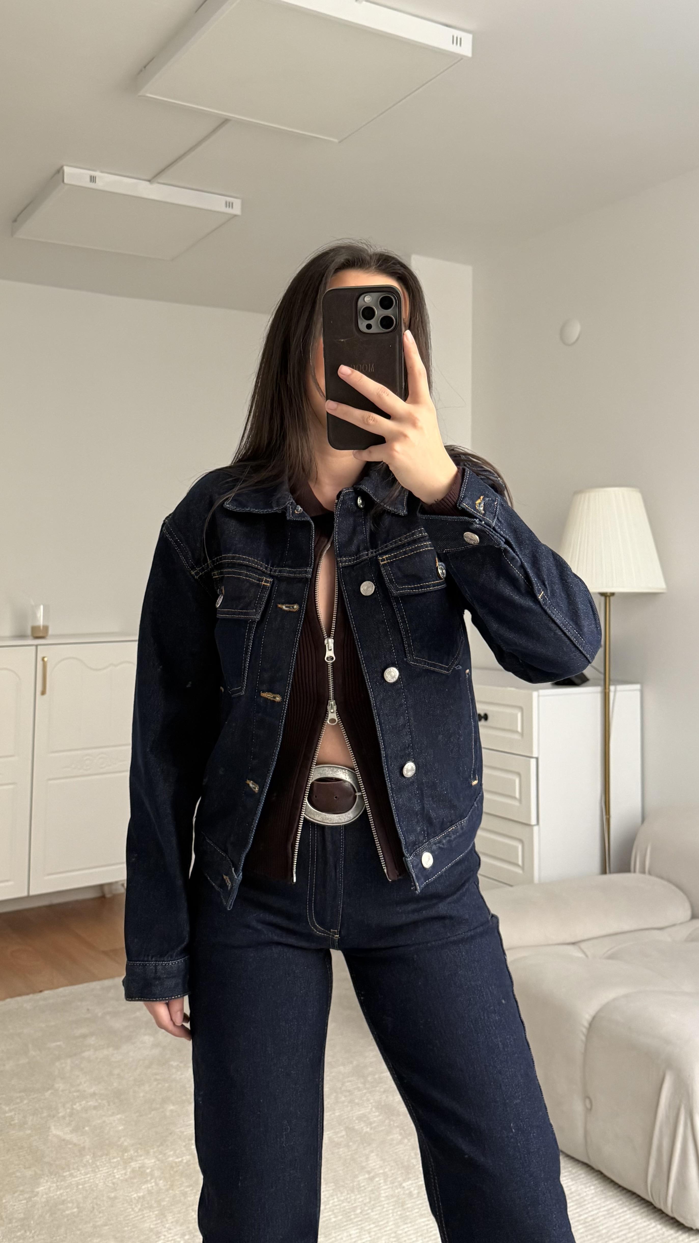 Fra Rins Yıkamalı Kontras Denim Ceket