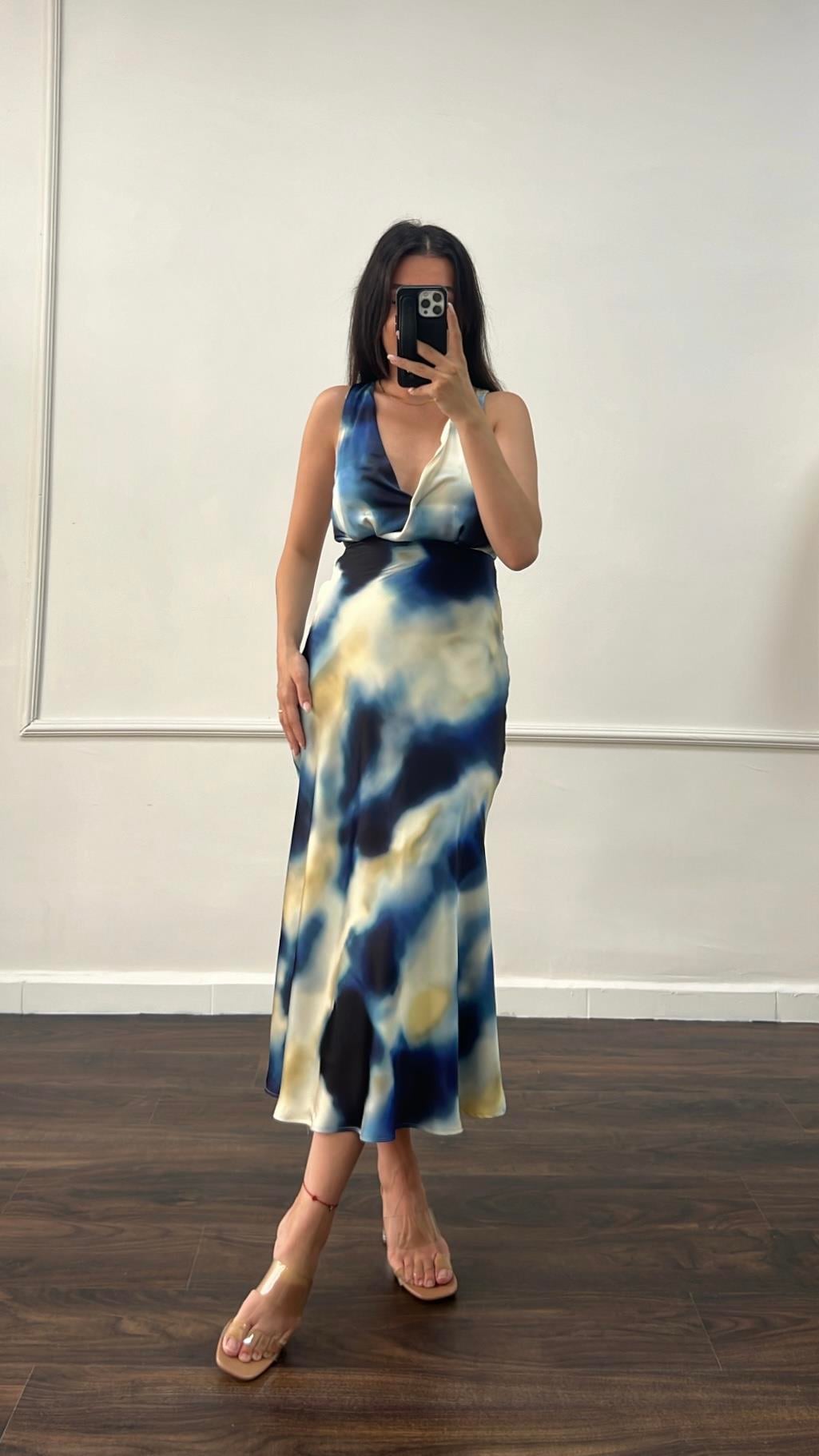 Go Batik Desen Saten Elbise