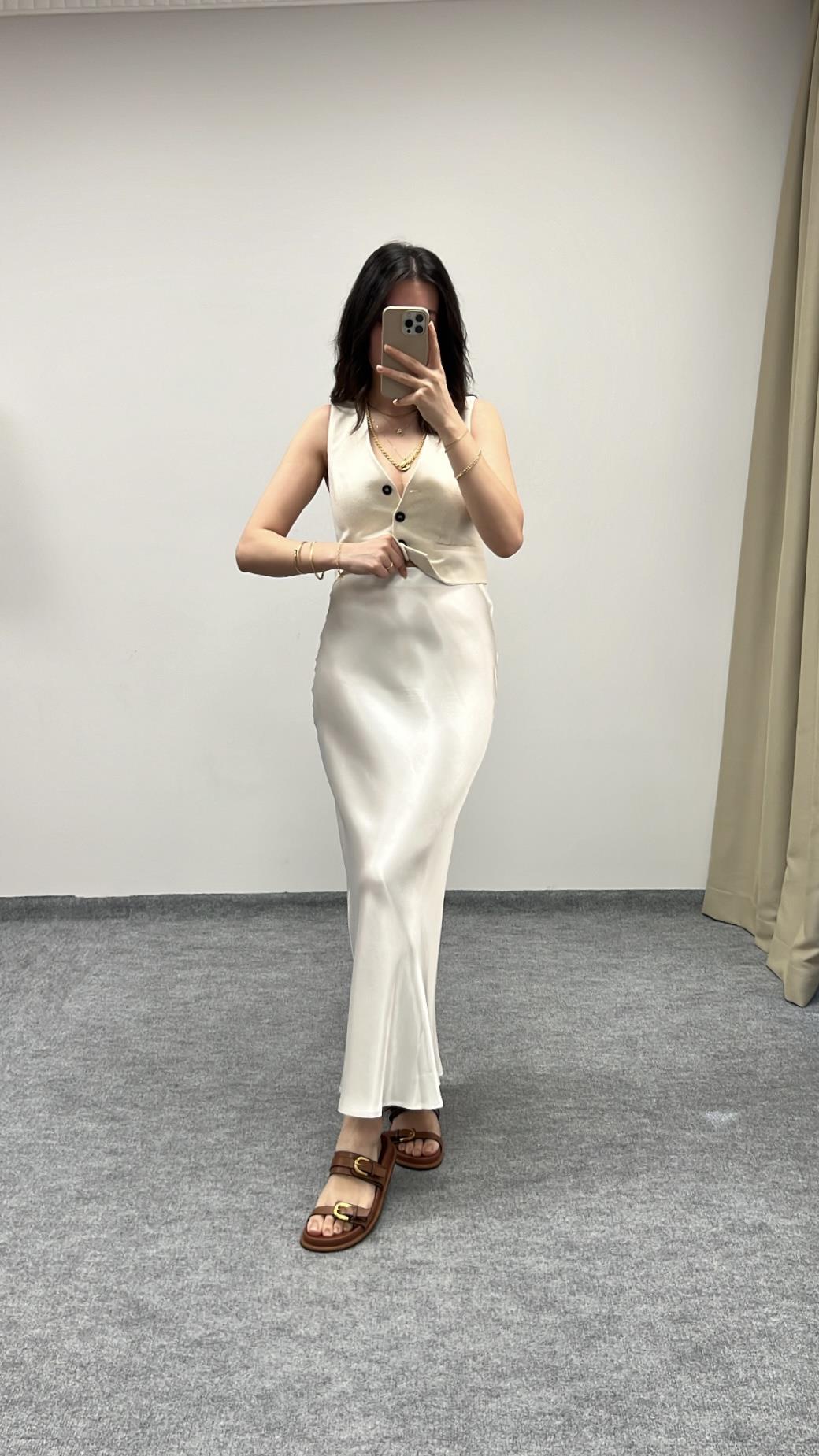 GO BEYAZ/EKRU SATEN ETEK