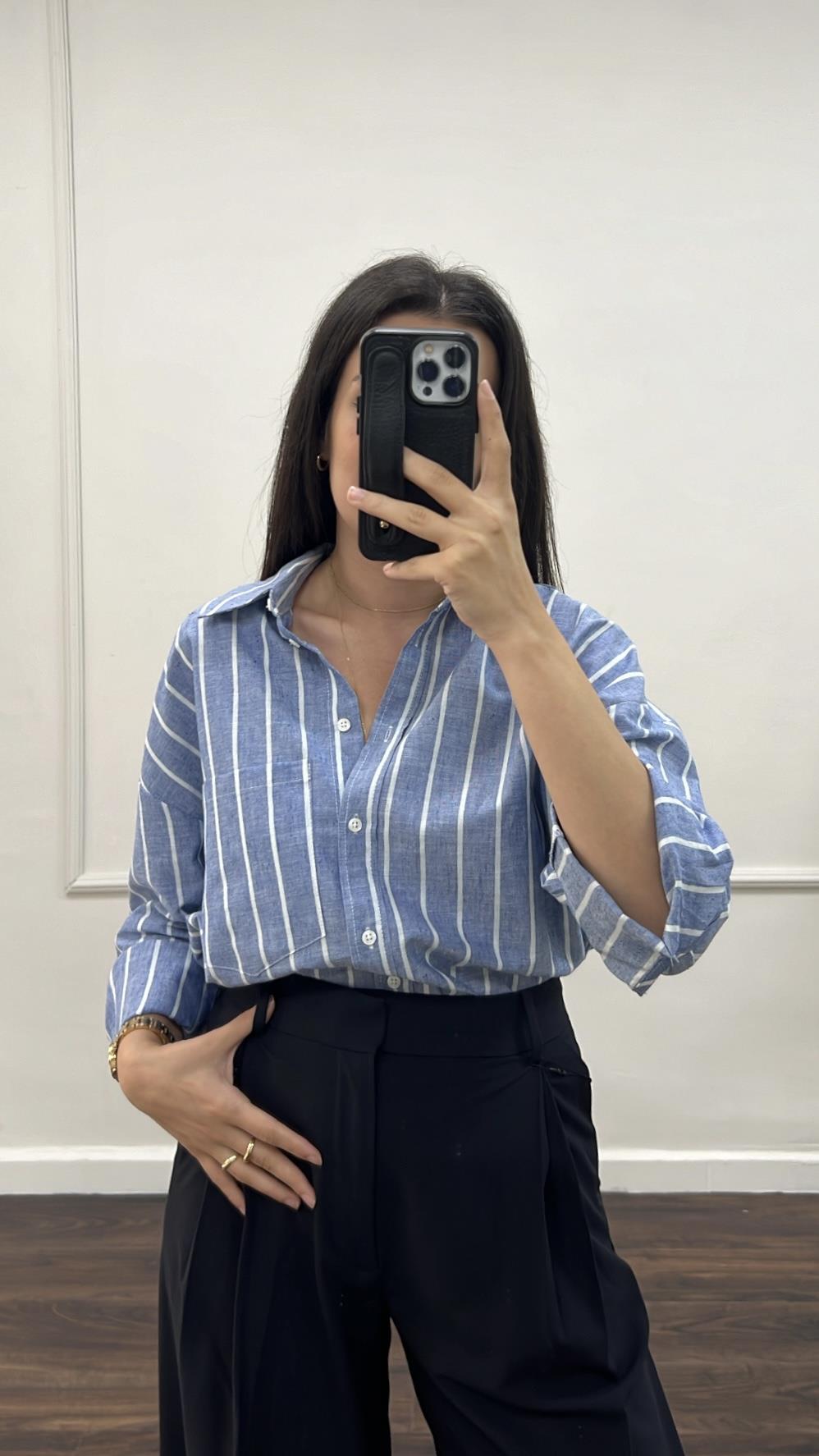 Go Mavi Çizgili Gömlek