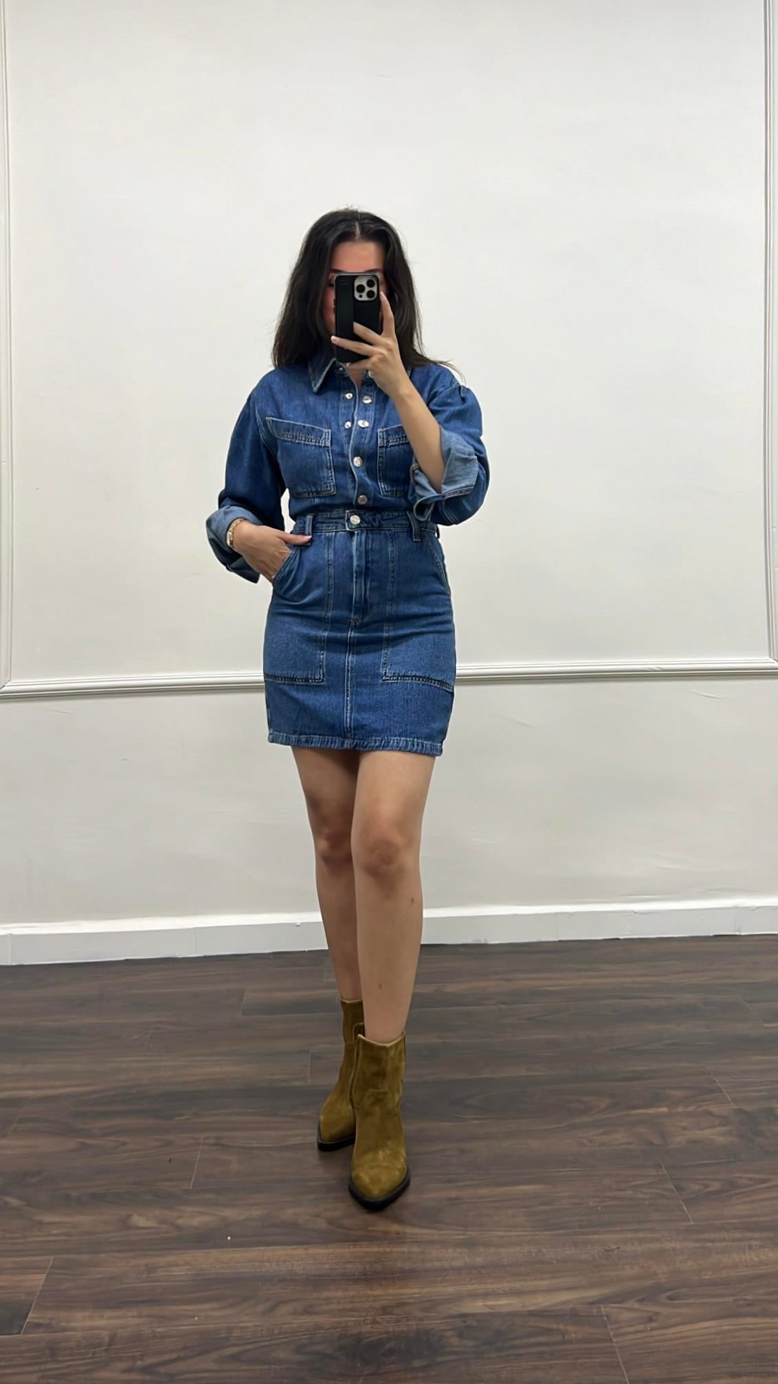 Go Vintage Mavi Denim Elbise