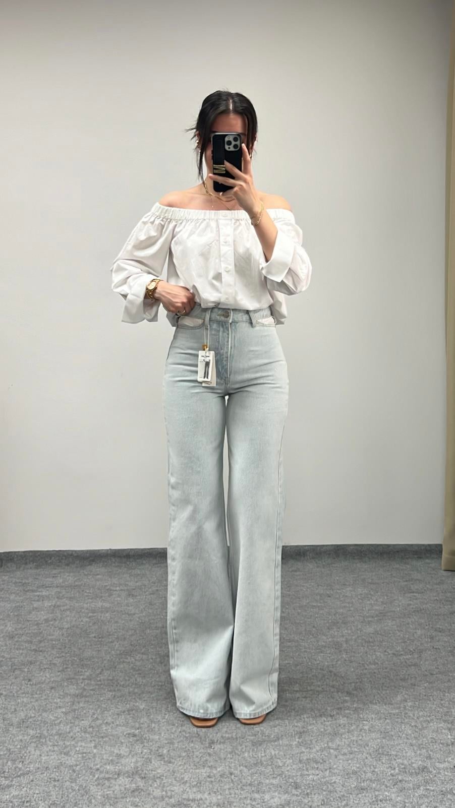 Go Yüksek Bel Cep Detay Wide Leg Jean