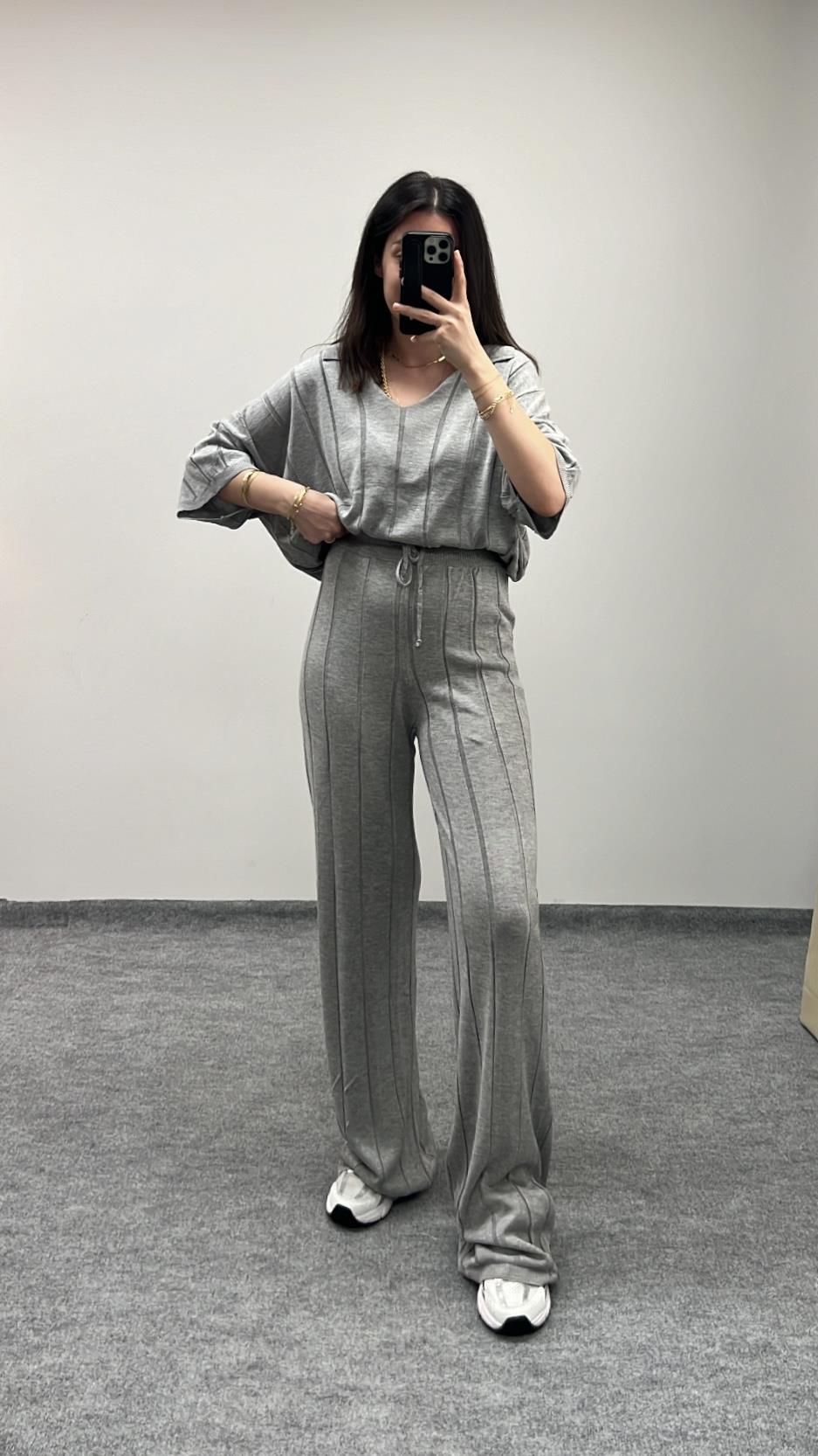 Gri Triko Basıc/Palazzo Takım