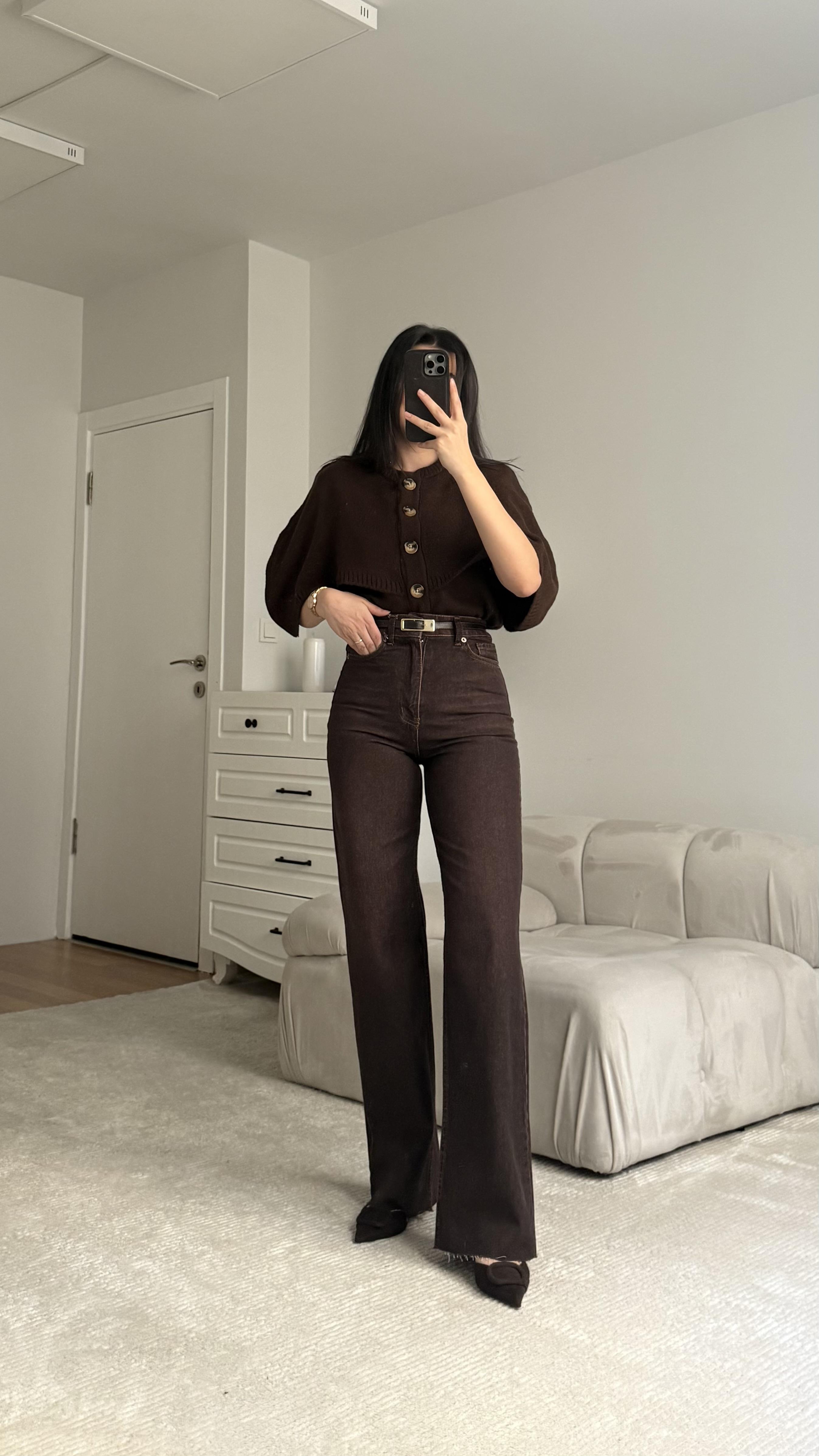 Kızıl Kahve Düz Kesim Jean