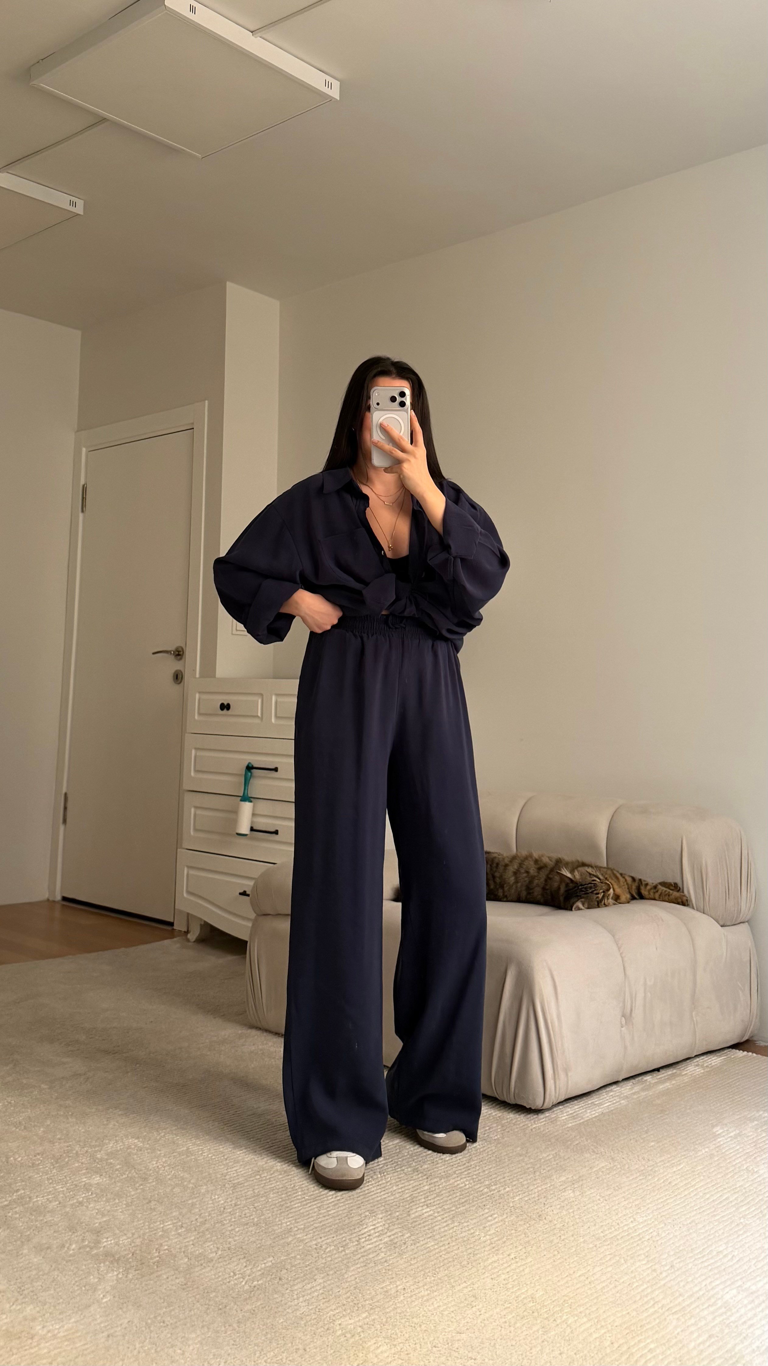 Lacivert Çupra Gömlek Takım