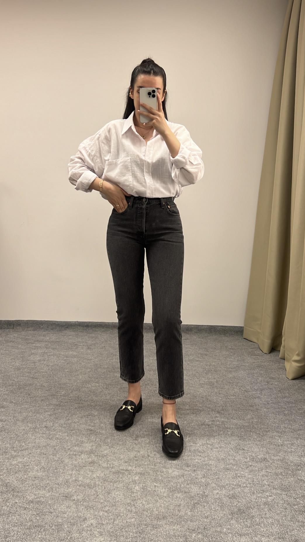 Lavli Gri Slım/Straight Fit Jean