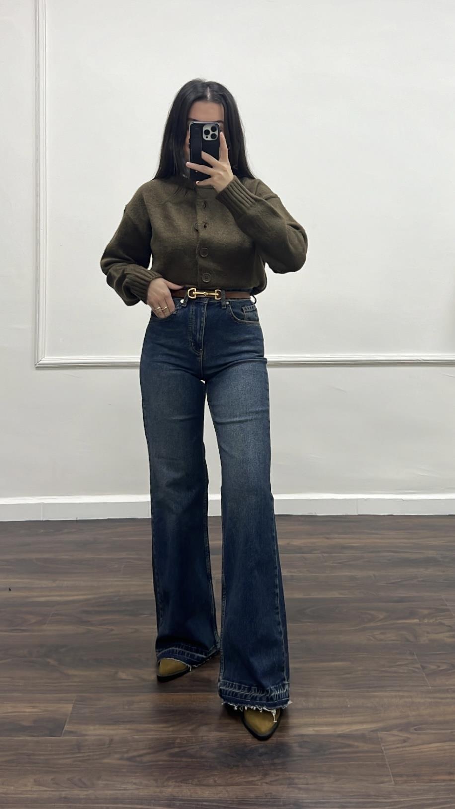 Mad Vintage Paça Detay Wide Leg Jean
