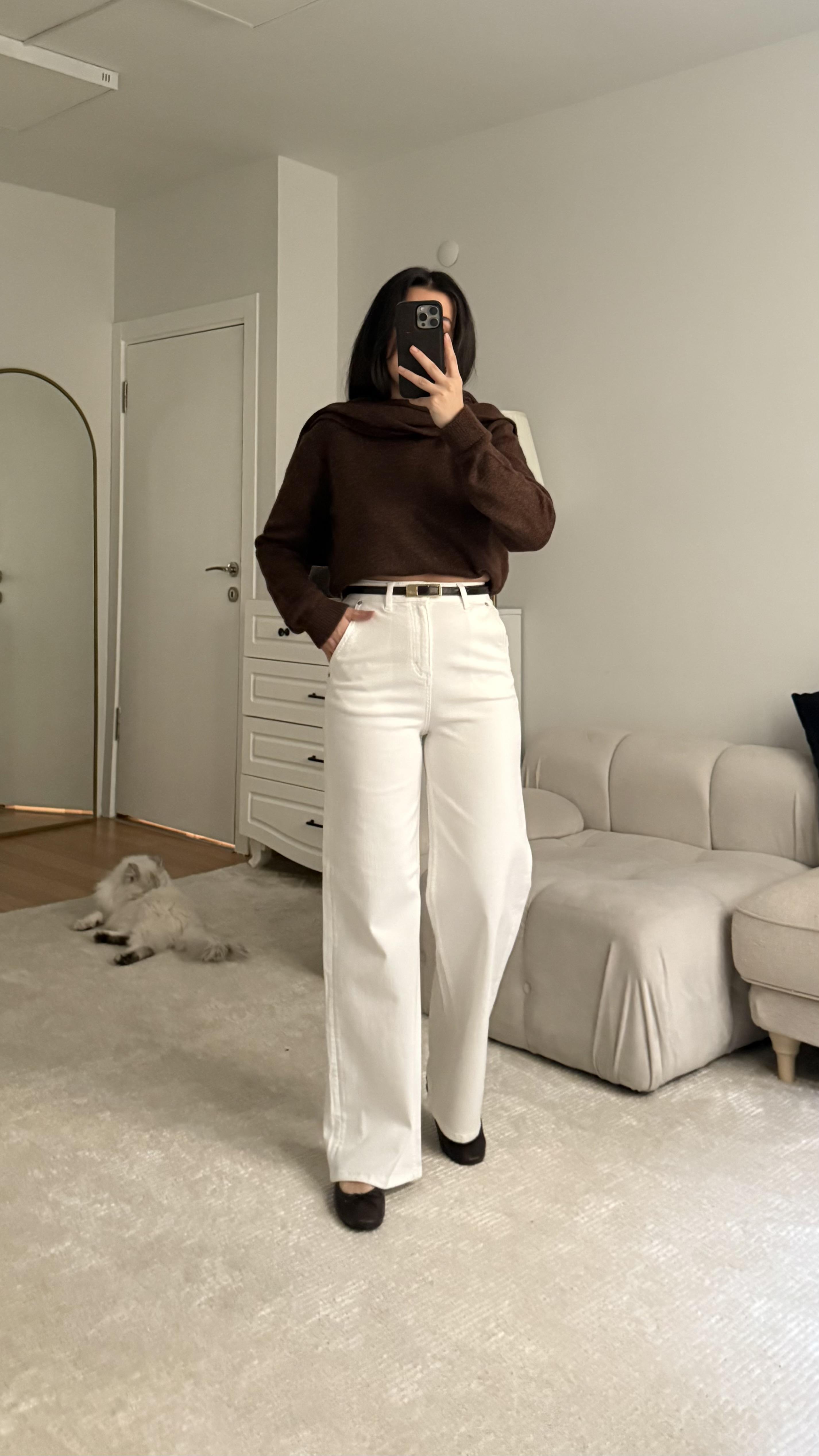 Mar'c Beyaz Düz Kesim Premium  Jean