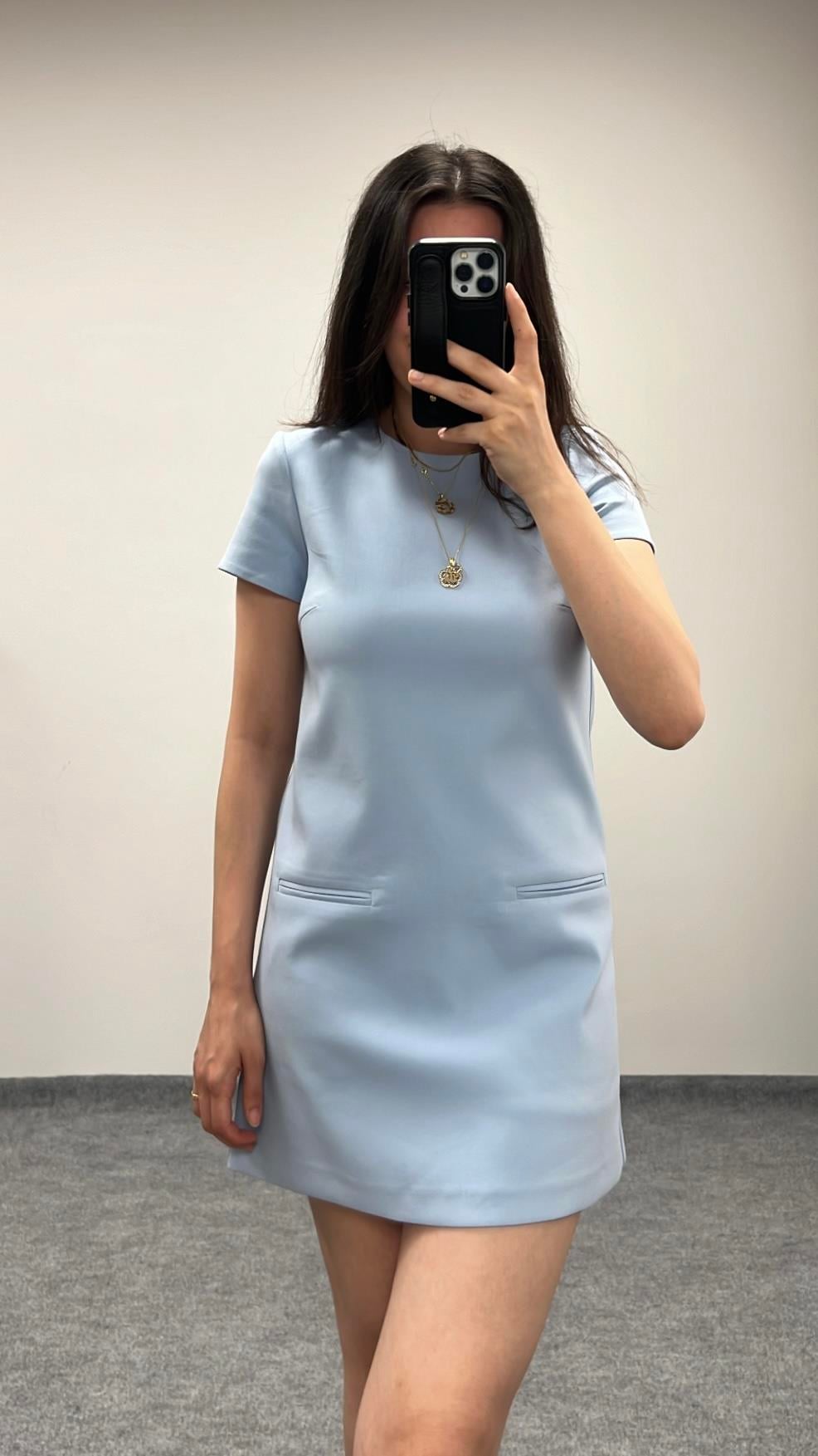 Marka Bebek Mavi İçi Şortlu Mini Elbise