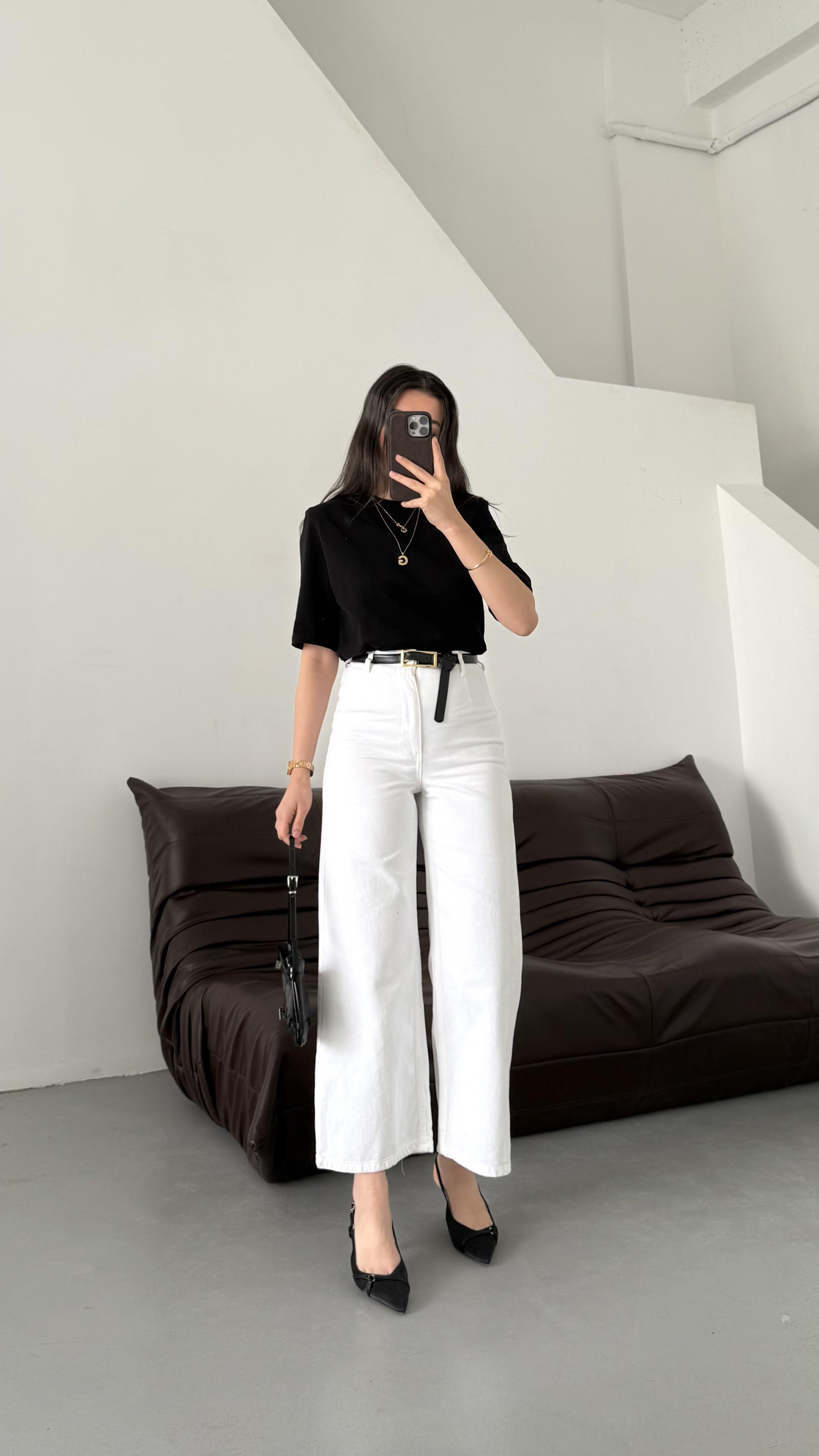 Marka Beyaz Crop Wide Leg Jean