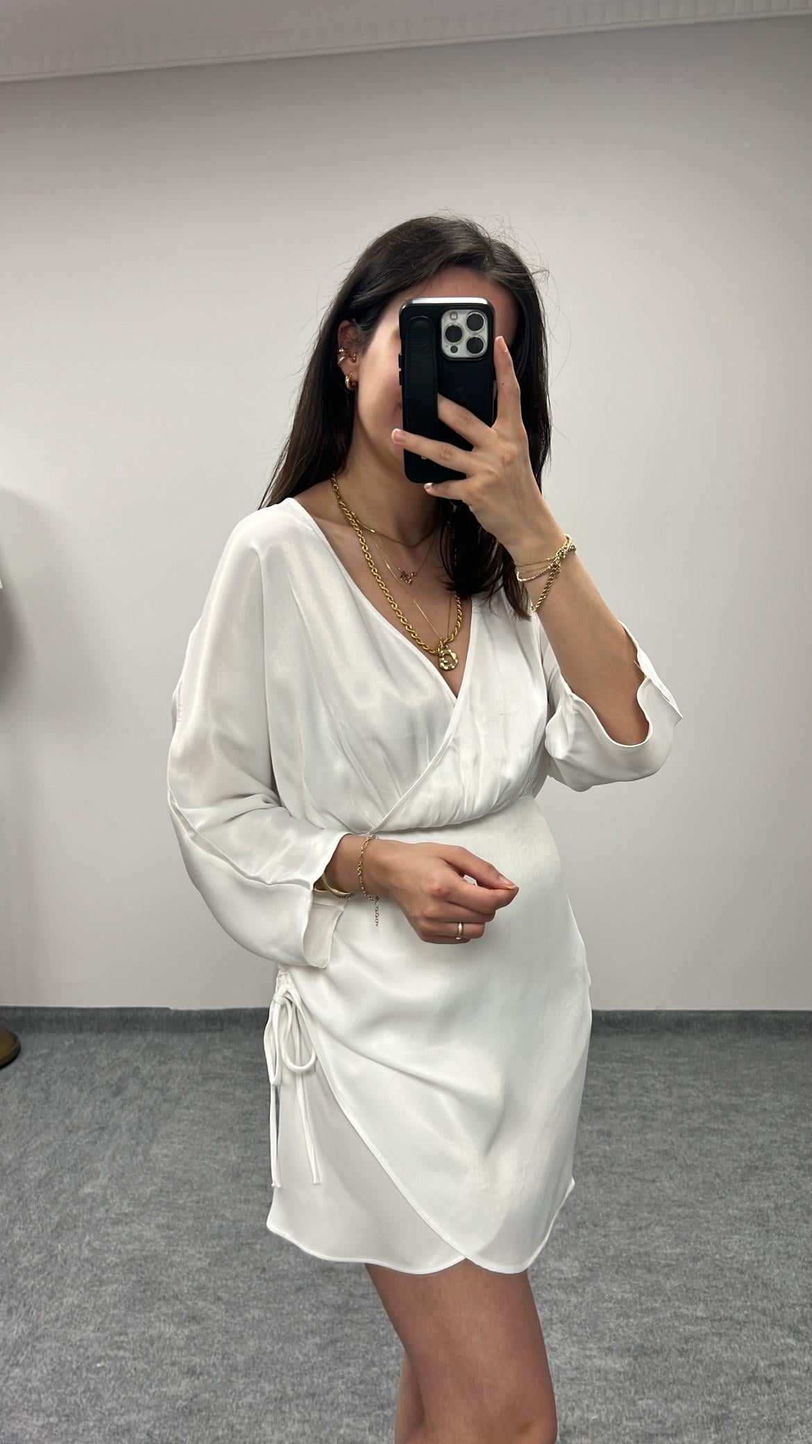 Marka Beyaz Saten Elbise