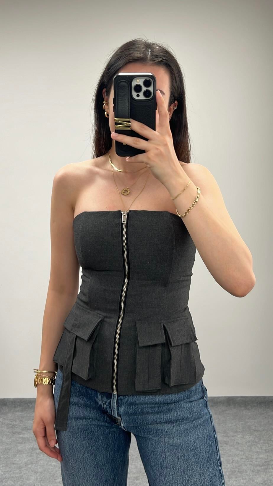 Marka Gri Straplez Korse 