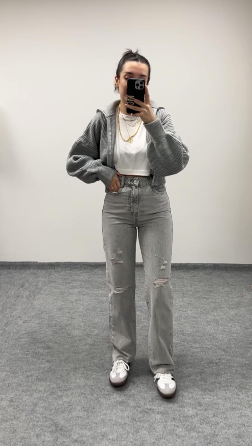 MARKA GRİ YIRTIK STRAIGHT FIT JEAN 