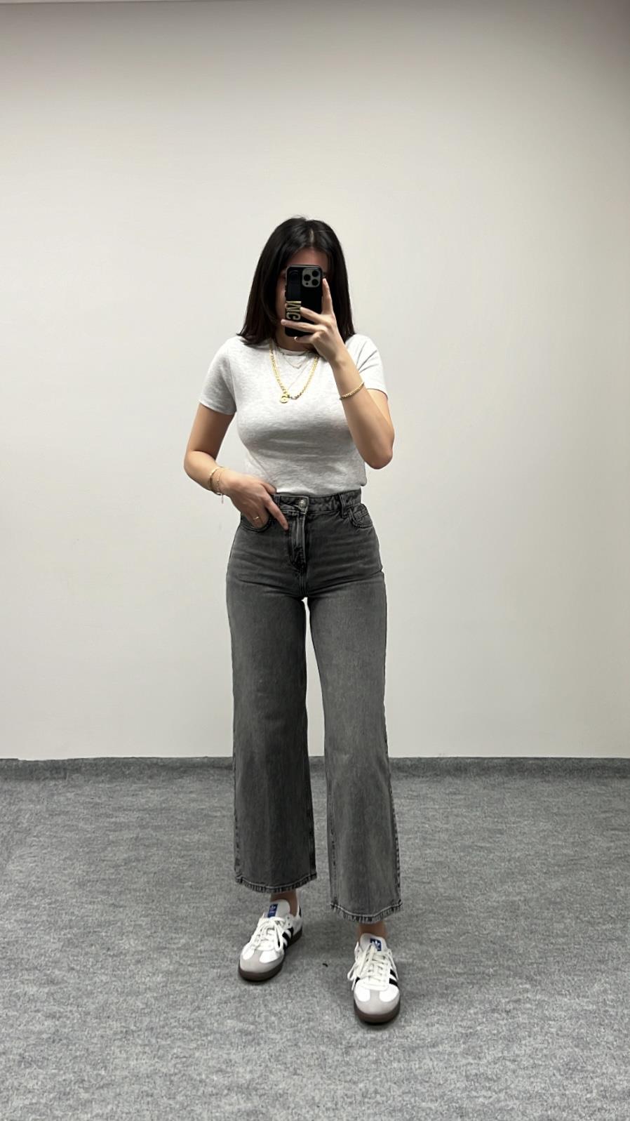 MARKA GRİ YÜKSEK BEL STRAIGHT JEAN