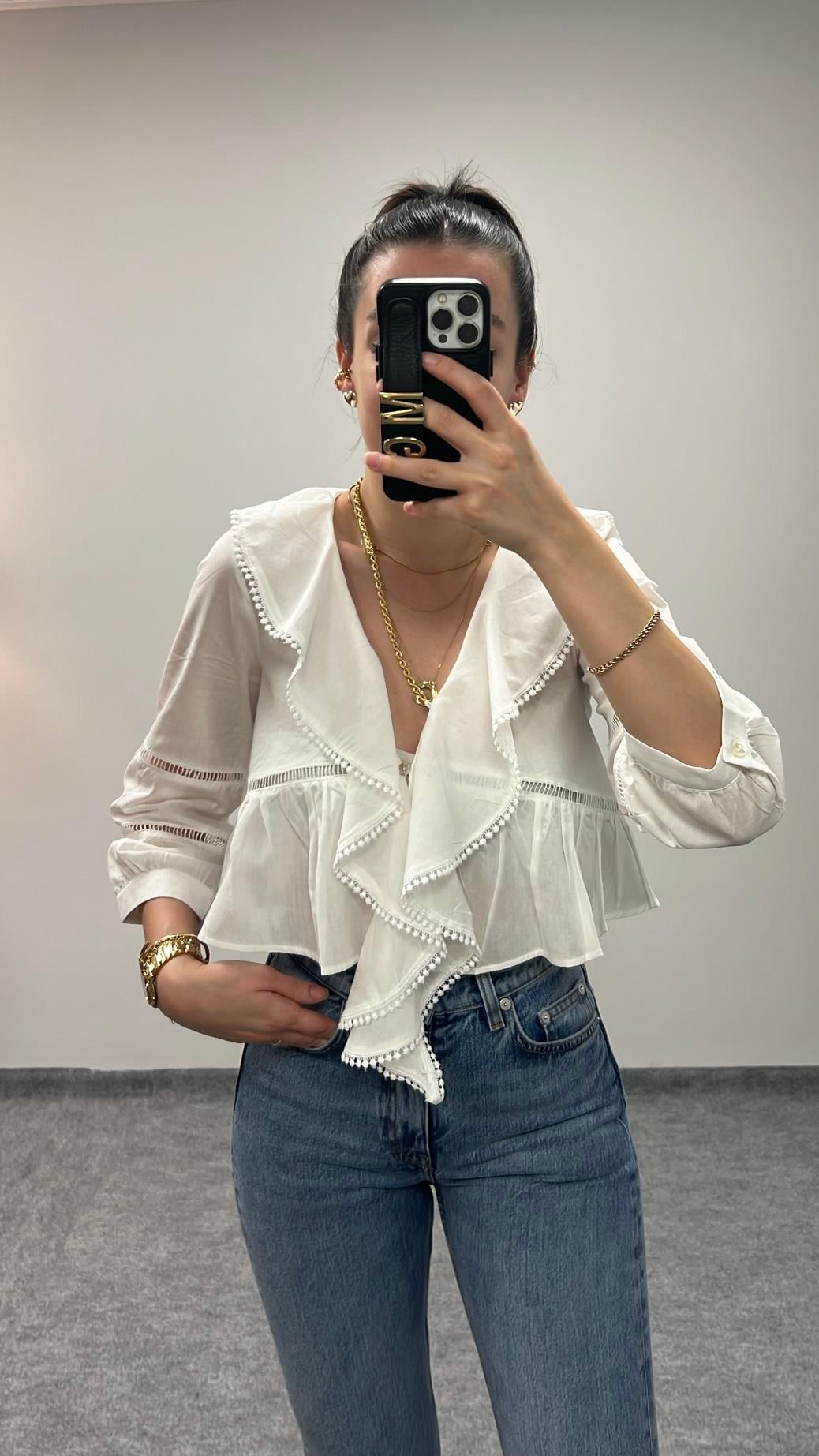 MARKA KETEN GÖRÜNÜMLÜ FIRFIRLI GÖMLEK