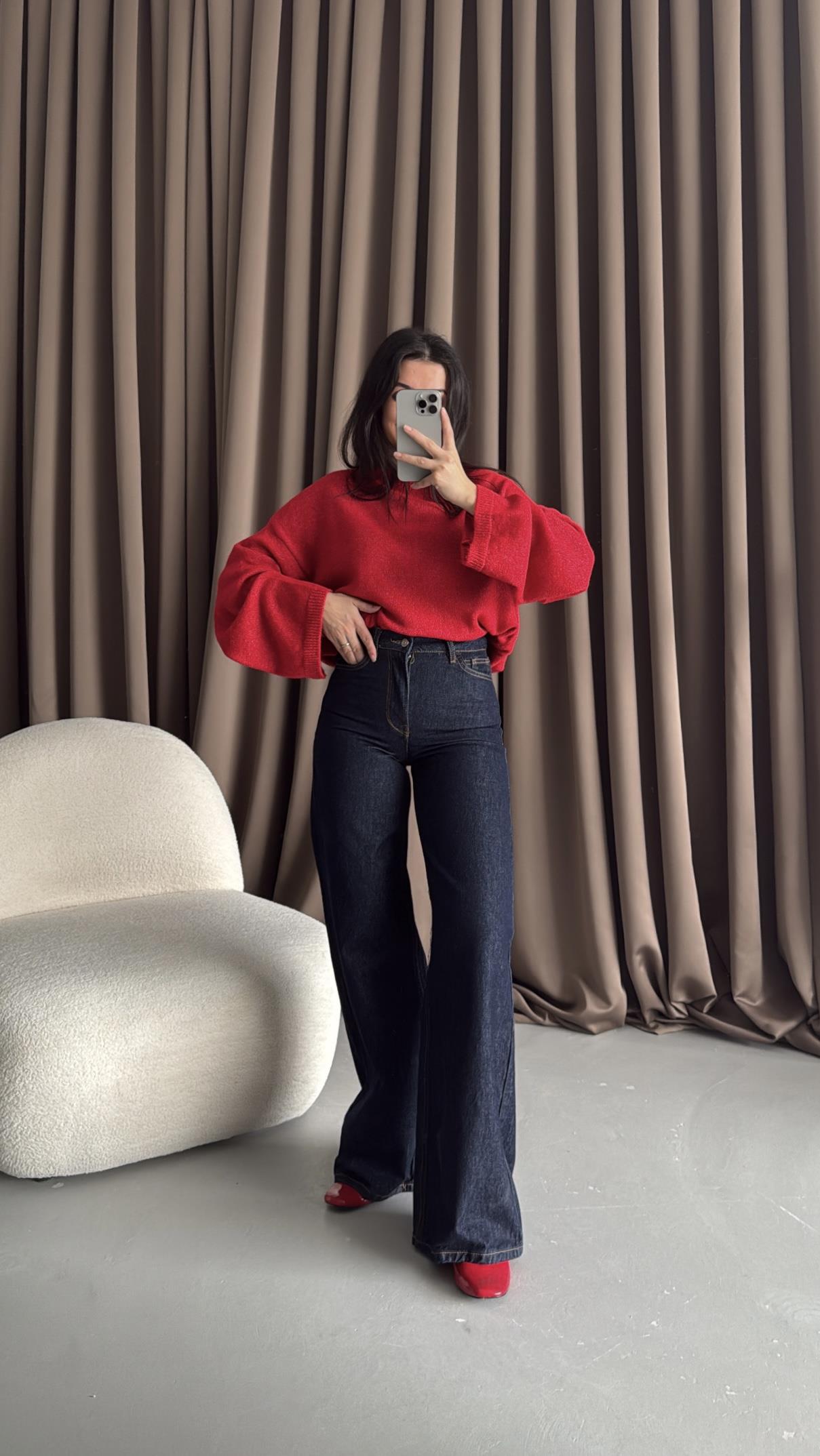 Marka Koyu Lacivert Wide Leg Jean