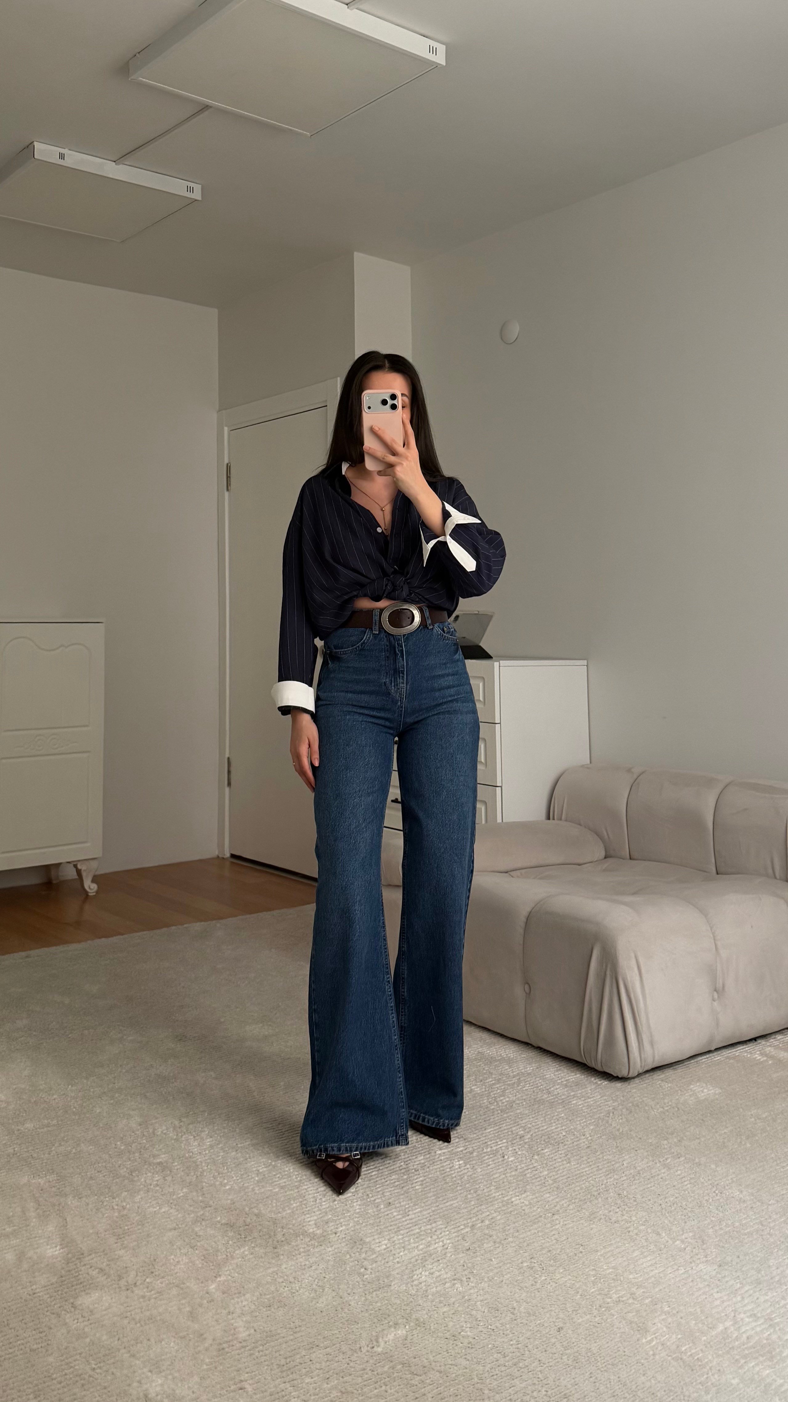 Marka Koyu Mavi Wide Leg Jean