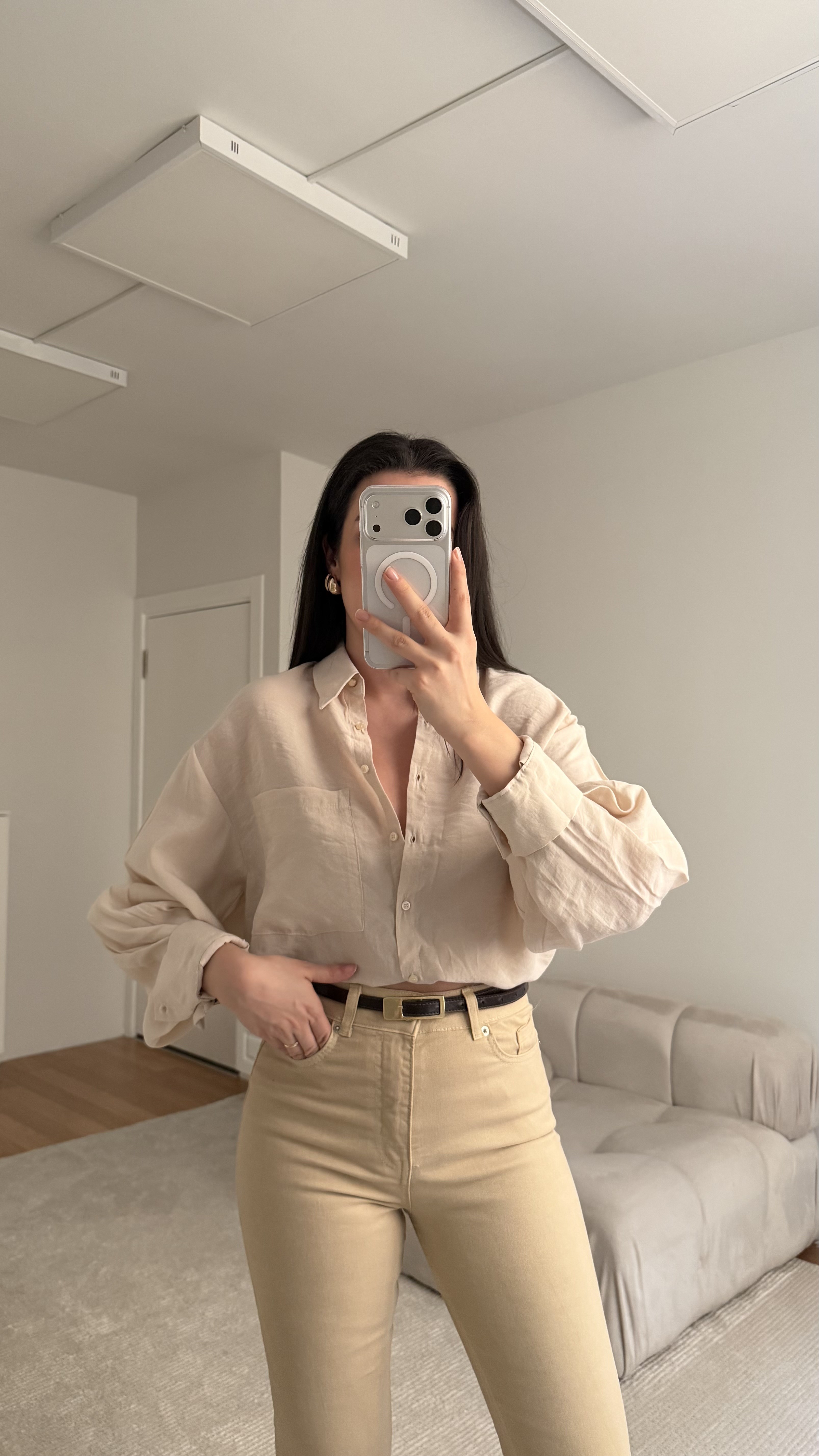 Marka Kum Beji Oversize Tensel Gömlek