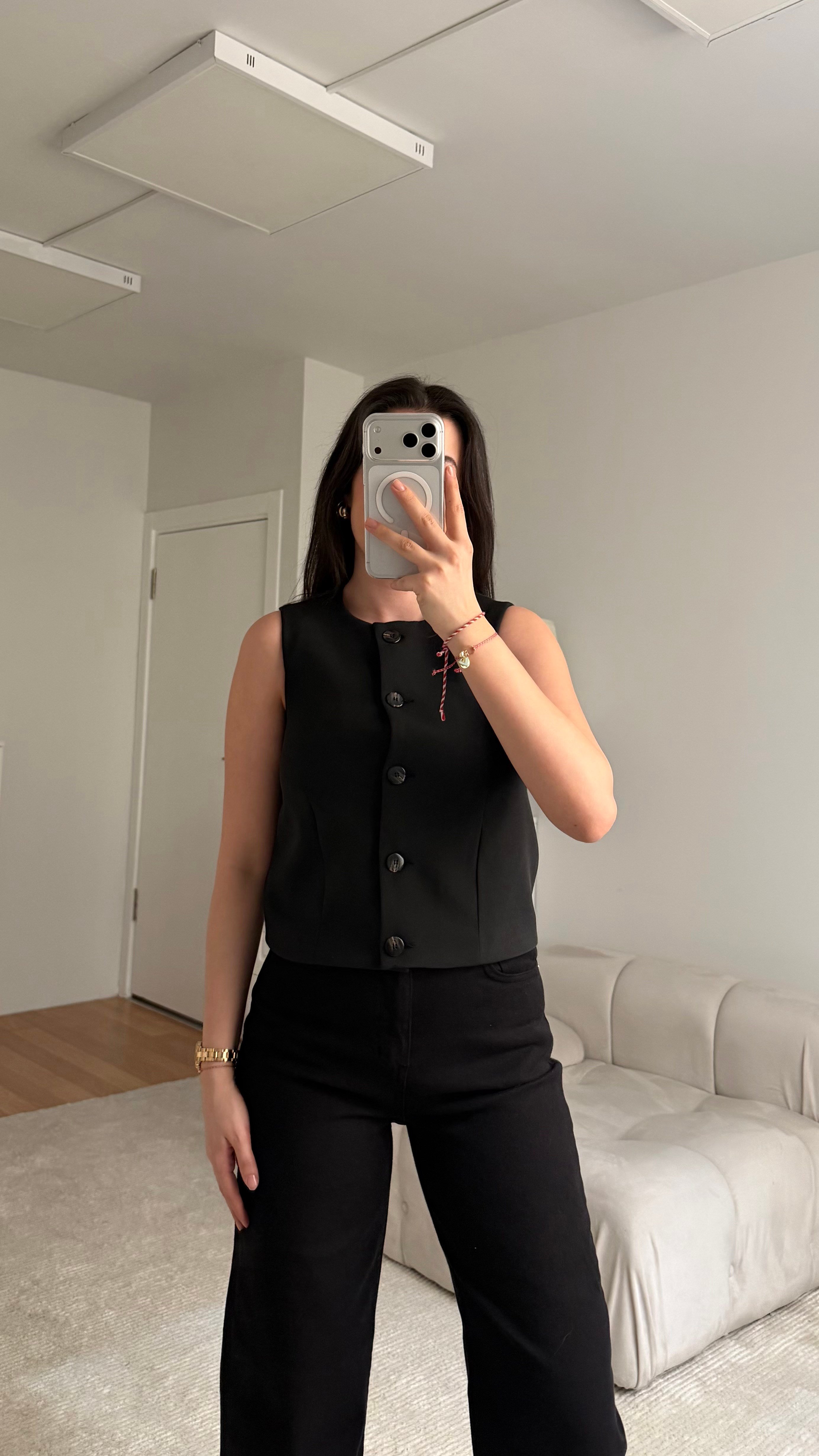 Marka Siyah Premium Keten Yelek