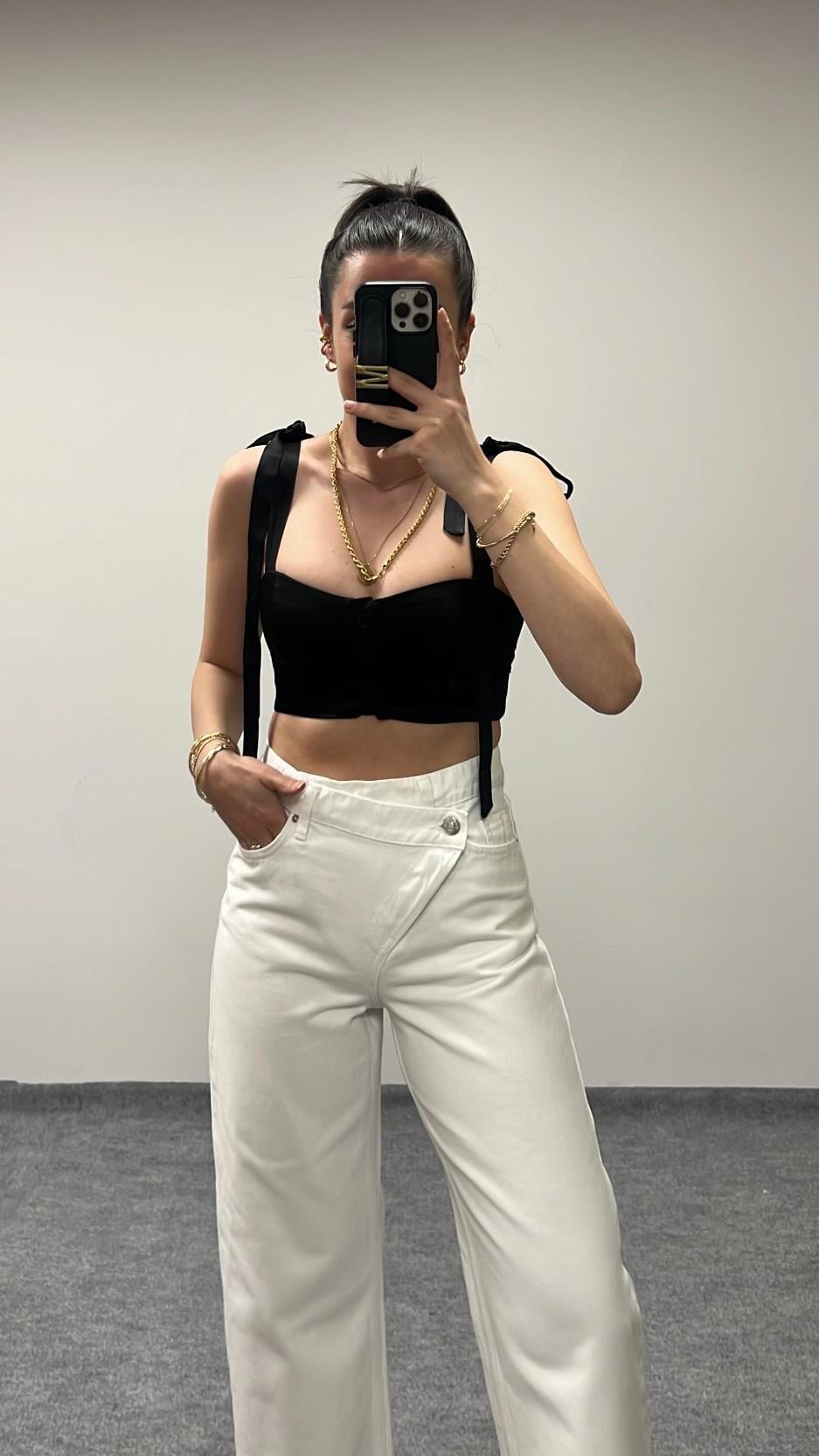 Marka Siyah Saten Büstiyer