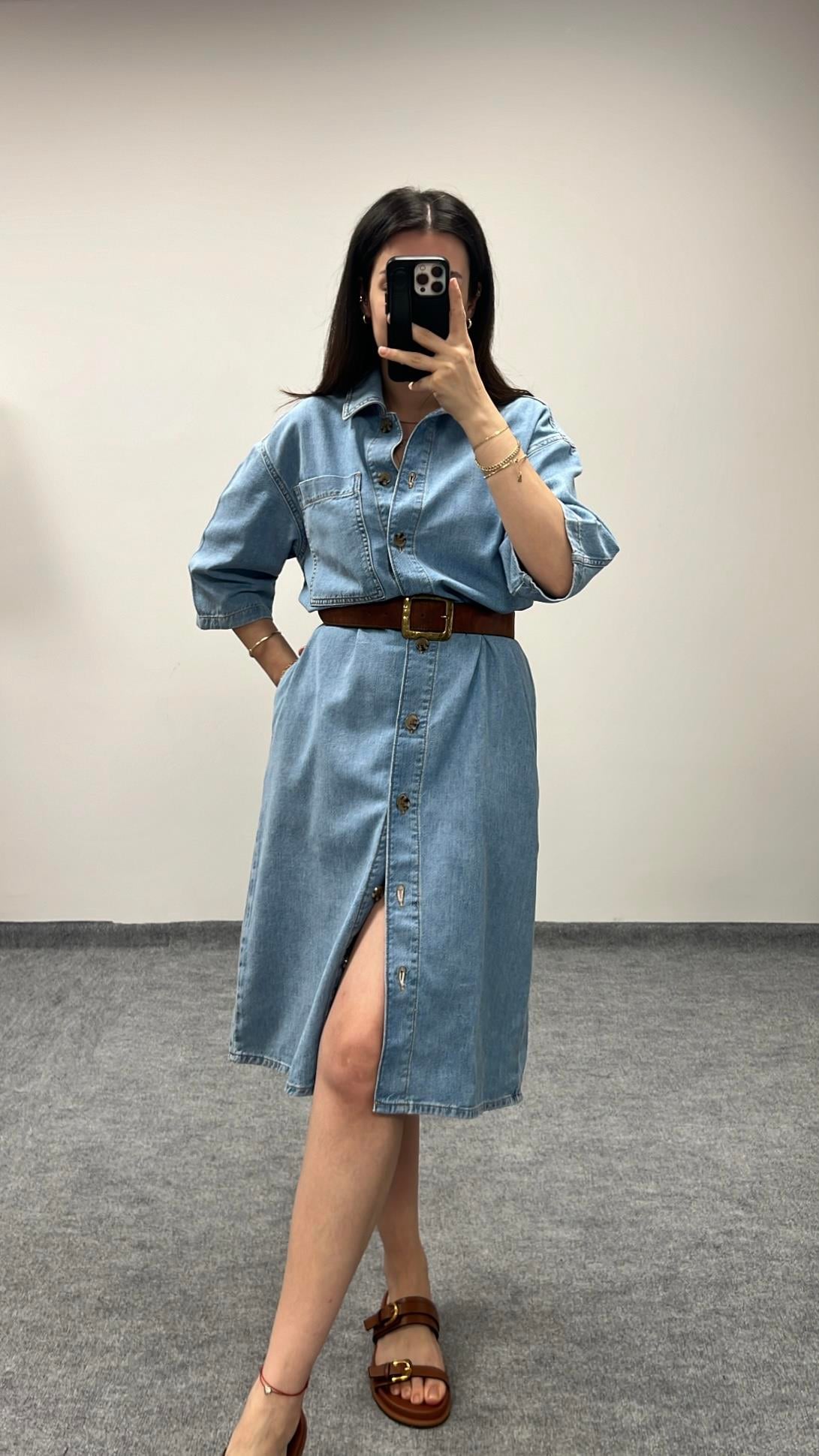 MarP %100 Organik Pamuk Denim Elbise