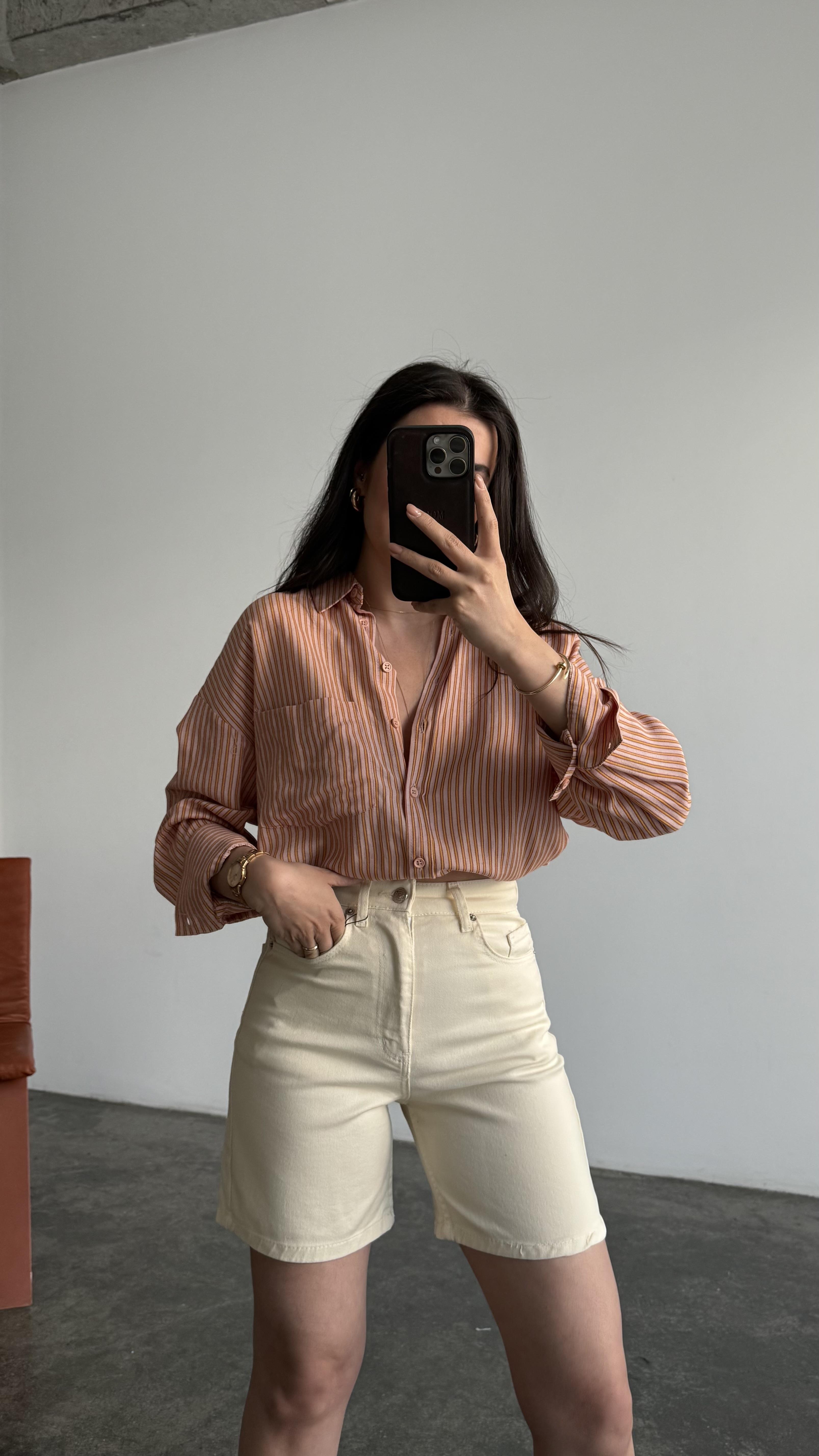 Mng Çizgili Pamuklu Gömlek