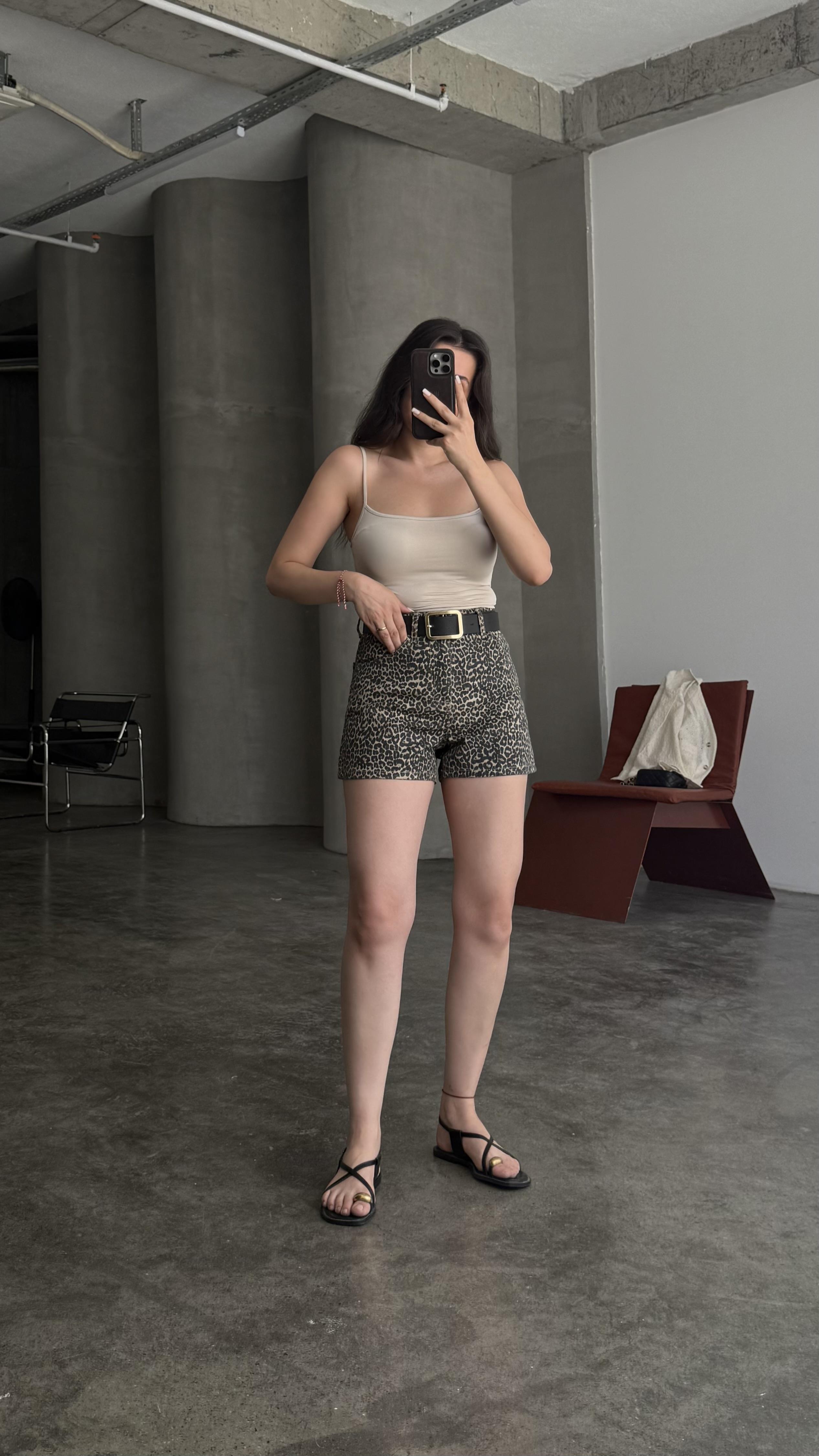 MNG Leopar Denim Şort