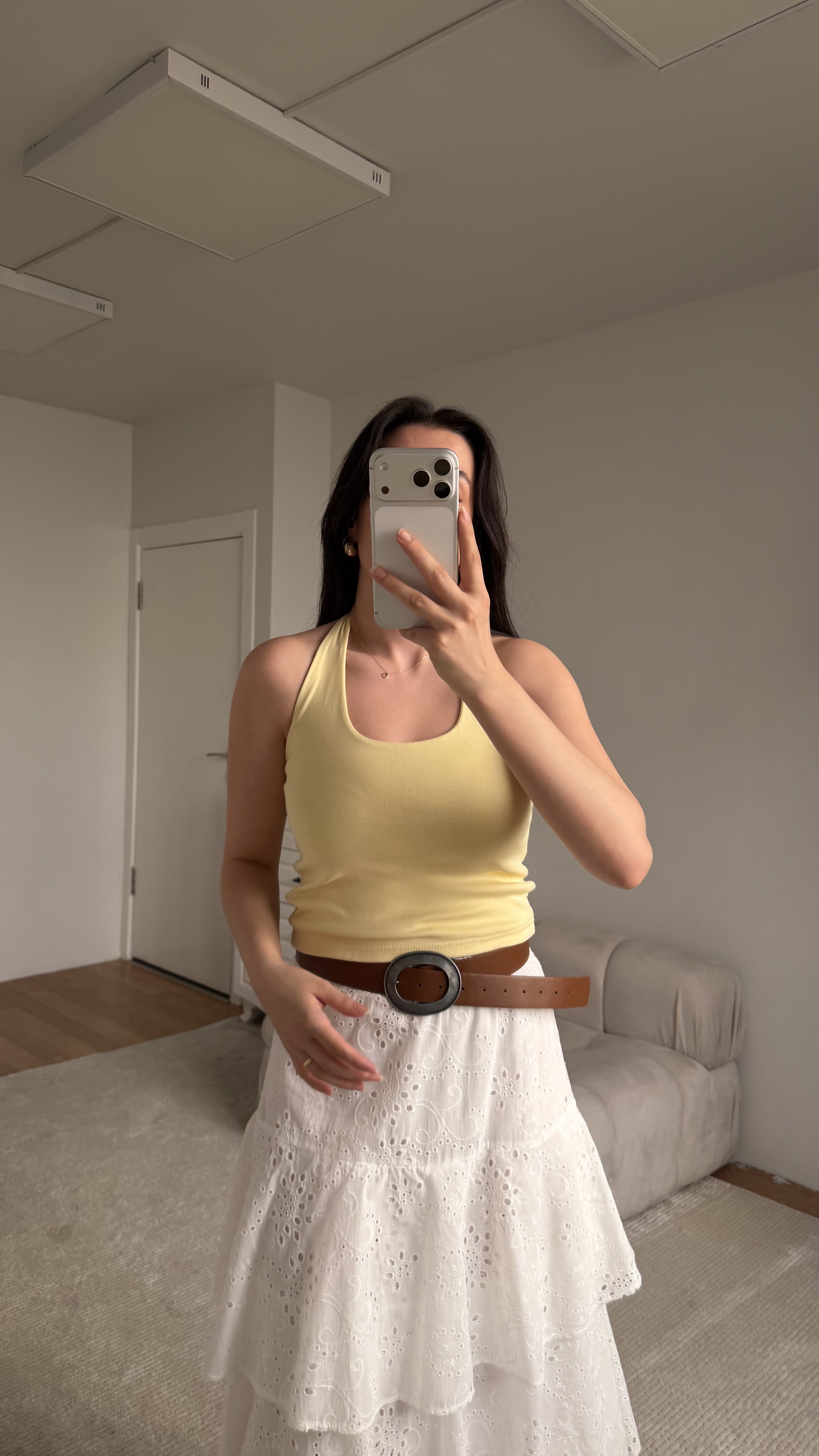 Soft Sarı Halter Yaka Bluz