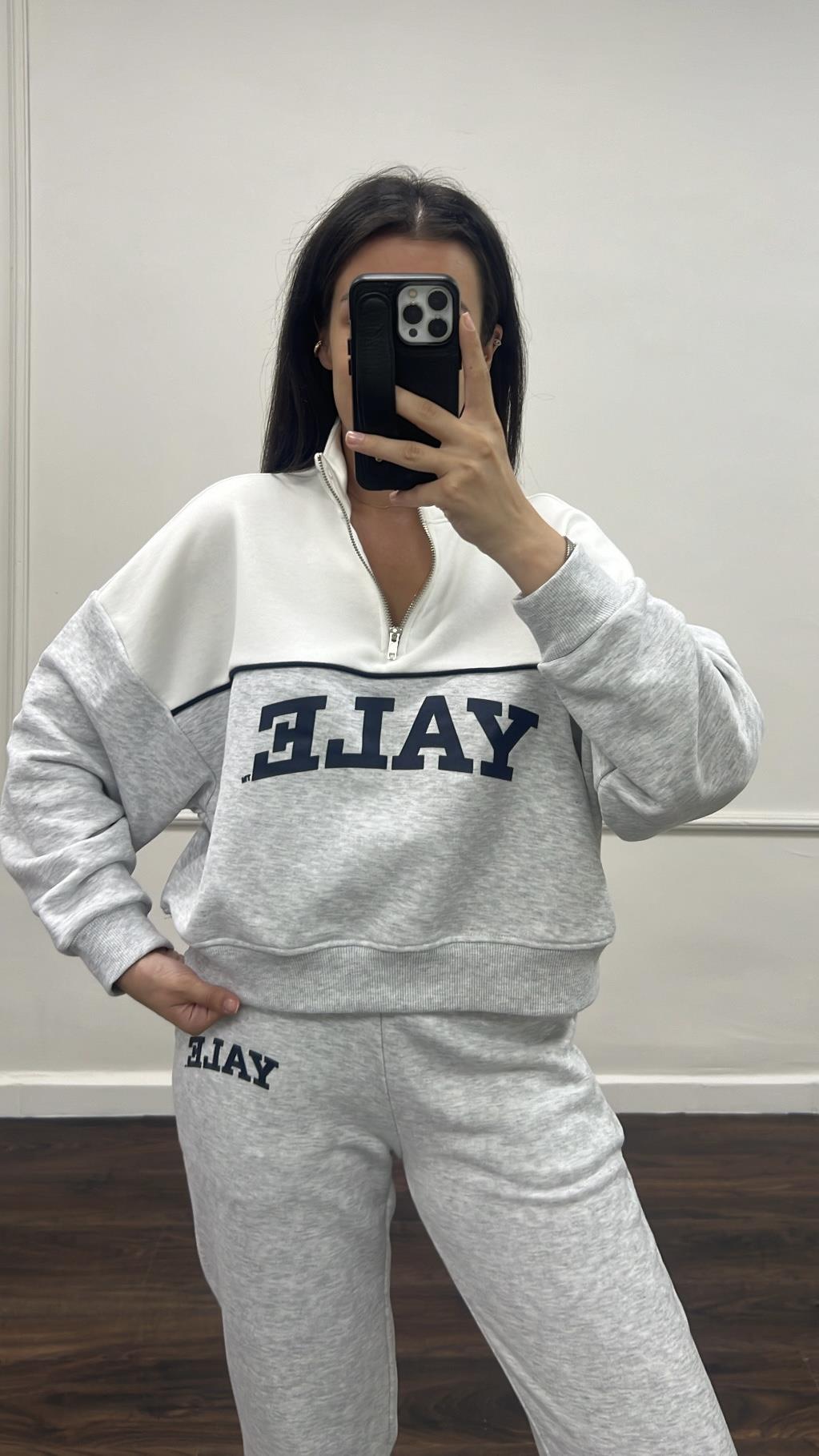 Yale Baskılı Fermuar Detay Sweatshirts 
