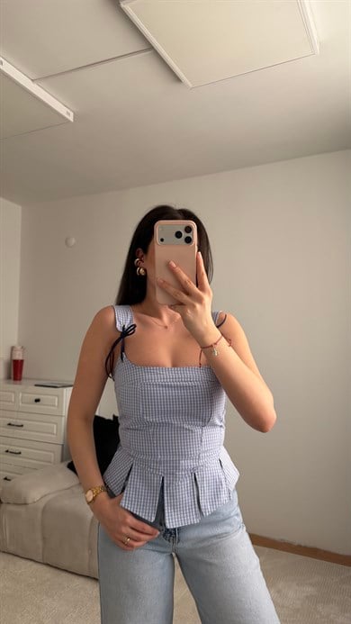 Bebe Mavi Peplum Pötikare Korse