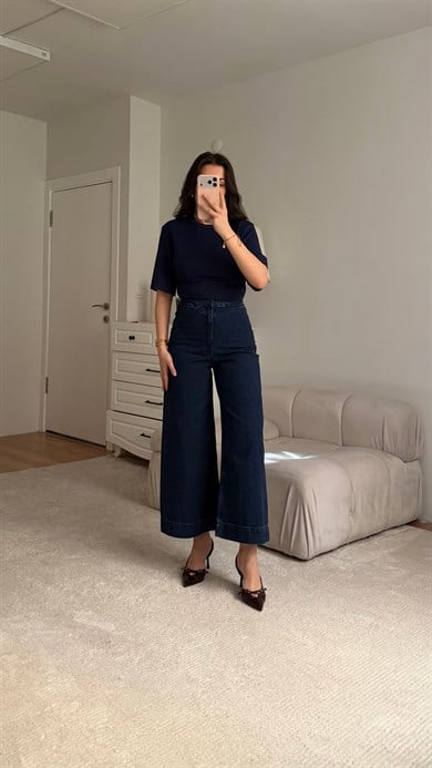 Cas Lacivert Bol Paça Bilek Boy Jean