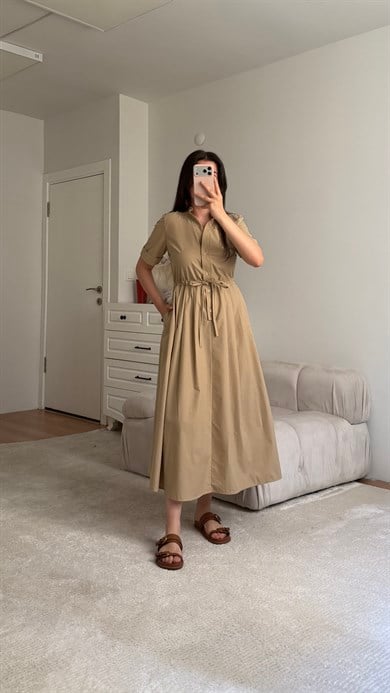 Cas Vizon Düğmeli Bağlama Detay Viral Elbise