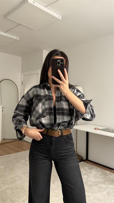 Gri Ekose Desenli Oduncu Gömlek