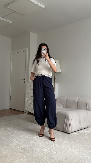 Lacivert Tensel Jogger Pantolon