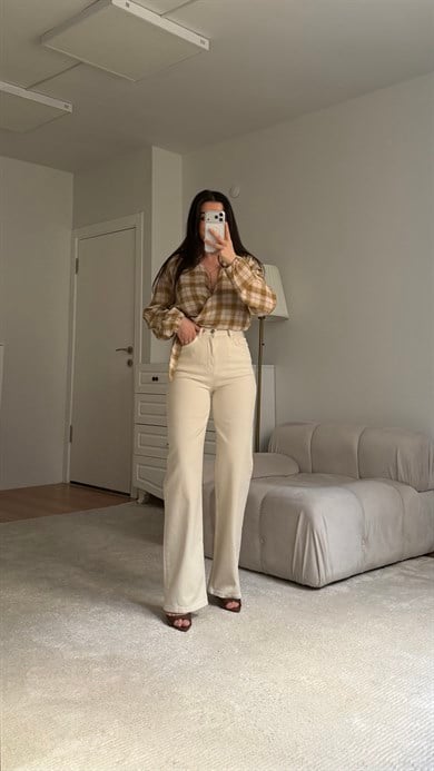 Marka Krem Düz Kesim Jean 