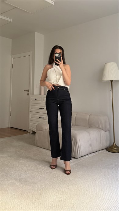 Marka Laci Ultra Yüksek Bel Straight Fıt Jean 