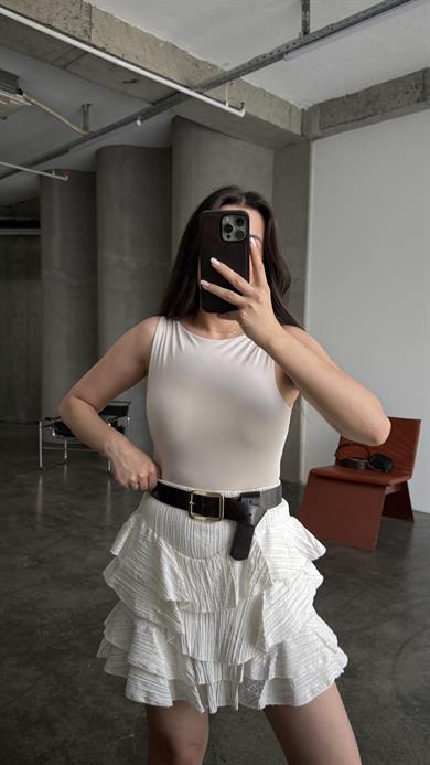 Star Taş Geniş Yaka Body Suit