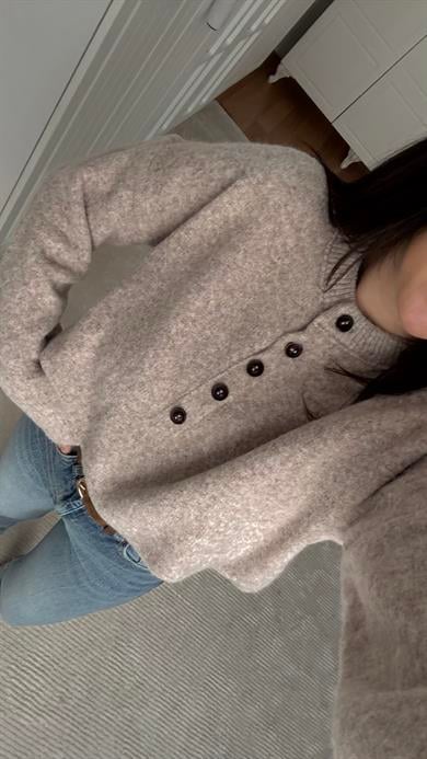 Vizon Düğmeli Bisiklet Yaka Triko Kazak