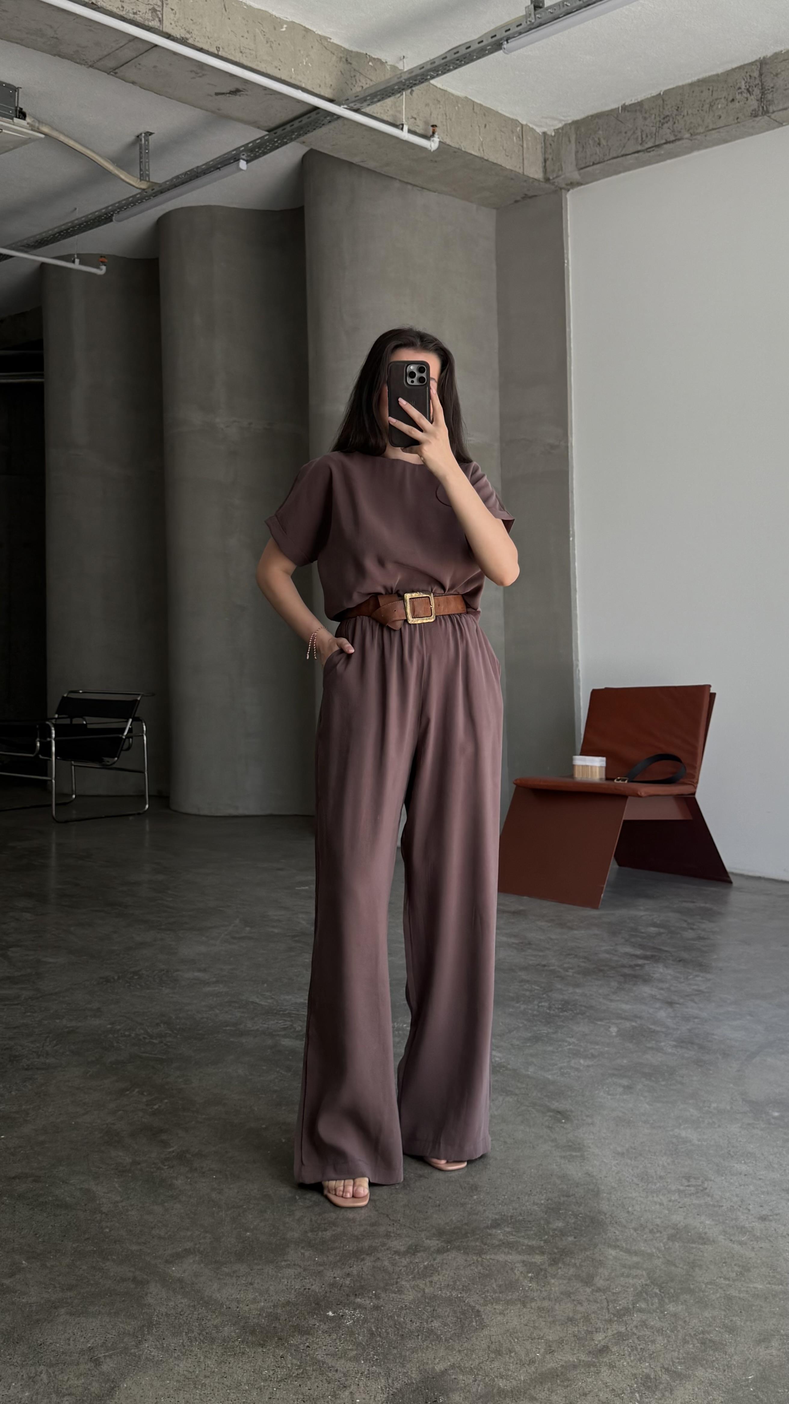 Acı Kahve Bluz Pantolon Takım