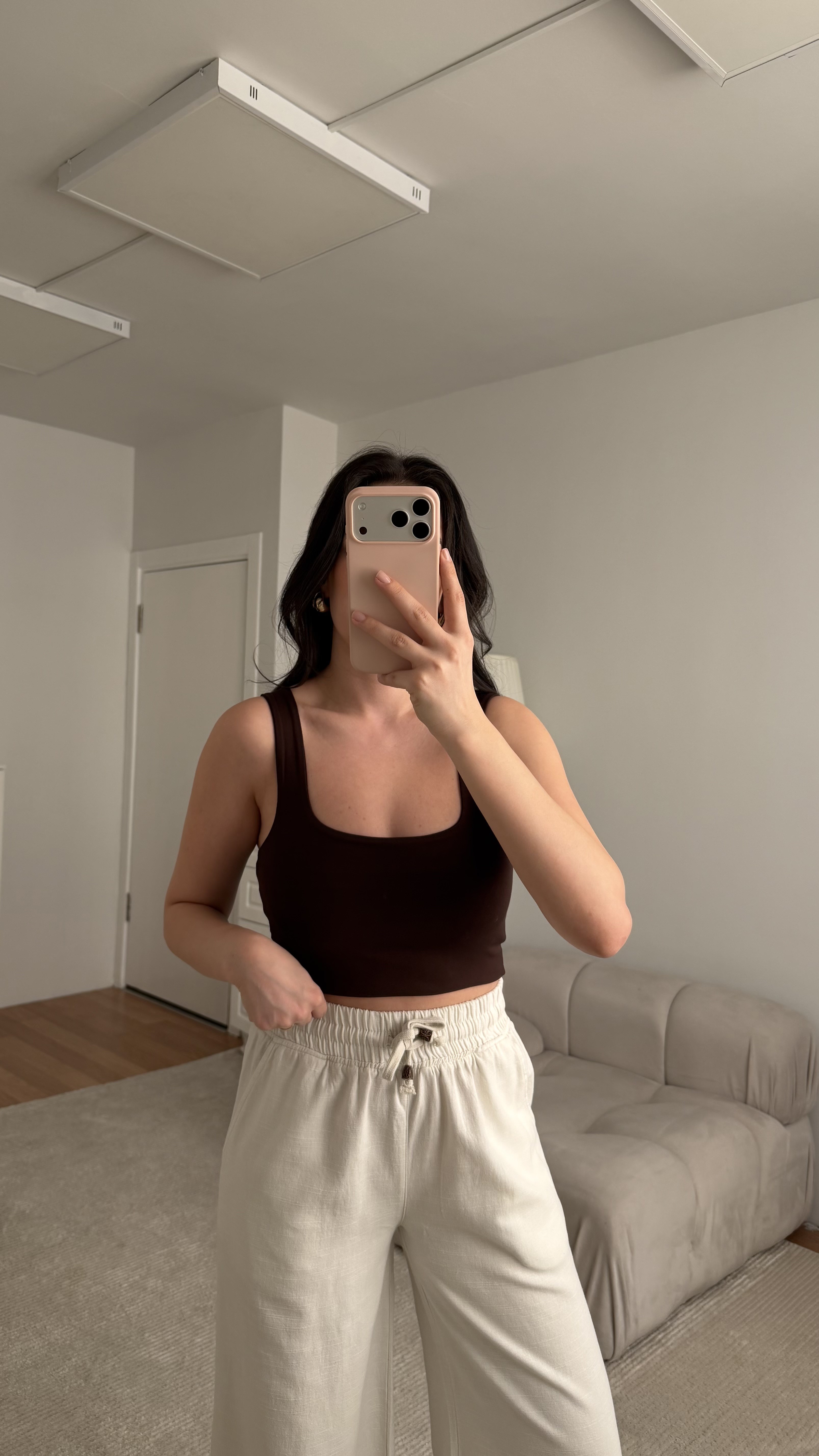 Acı Kahve Kare Yaka Bluz 