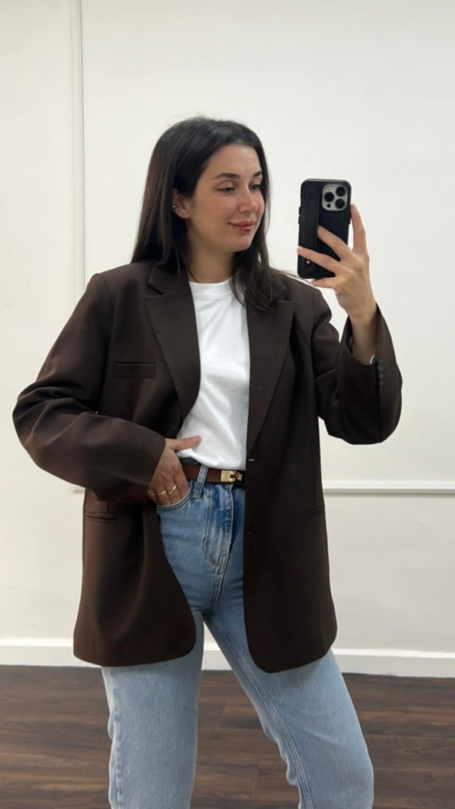 Acı Kahve Oversıze Blazer Ceket