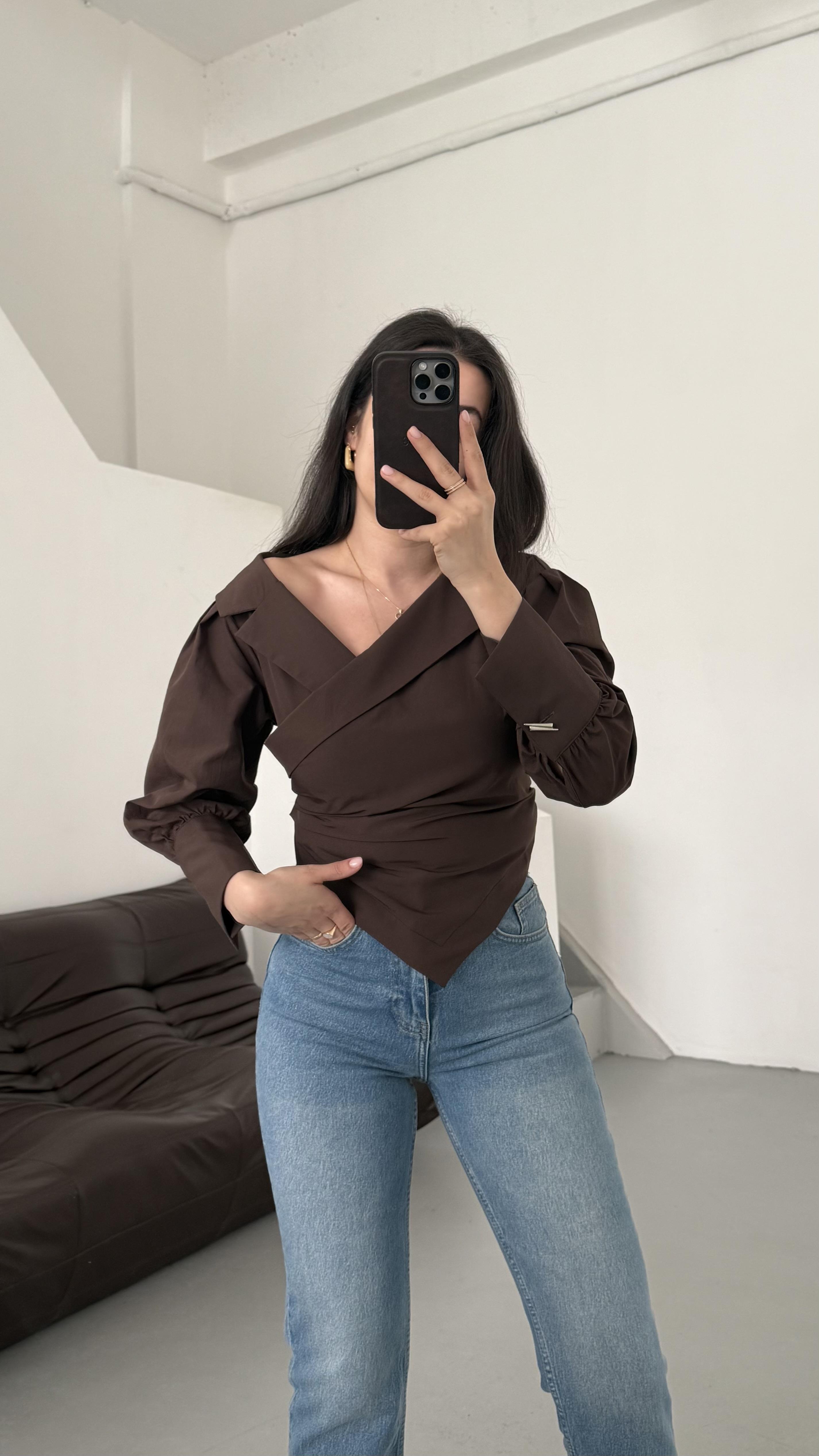 Acı Kahve Tasarım Poplin Gömlek